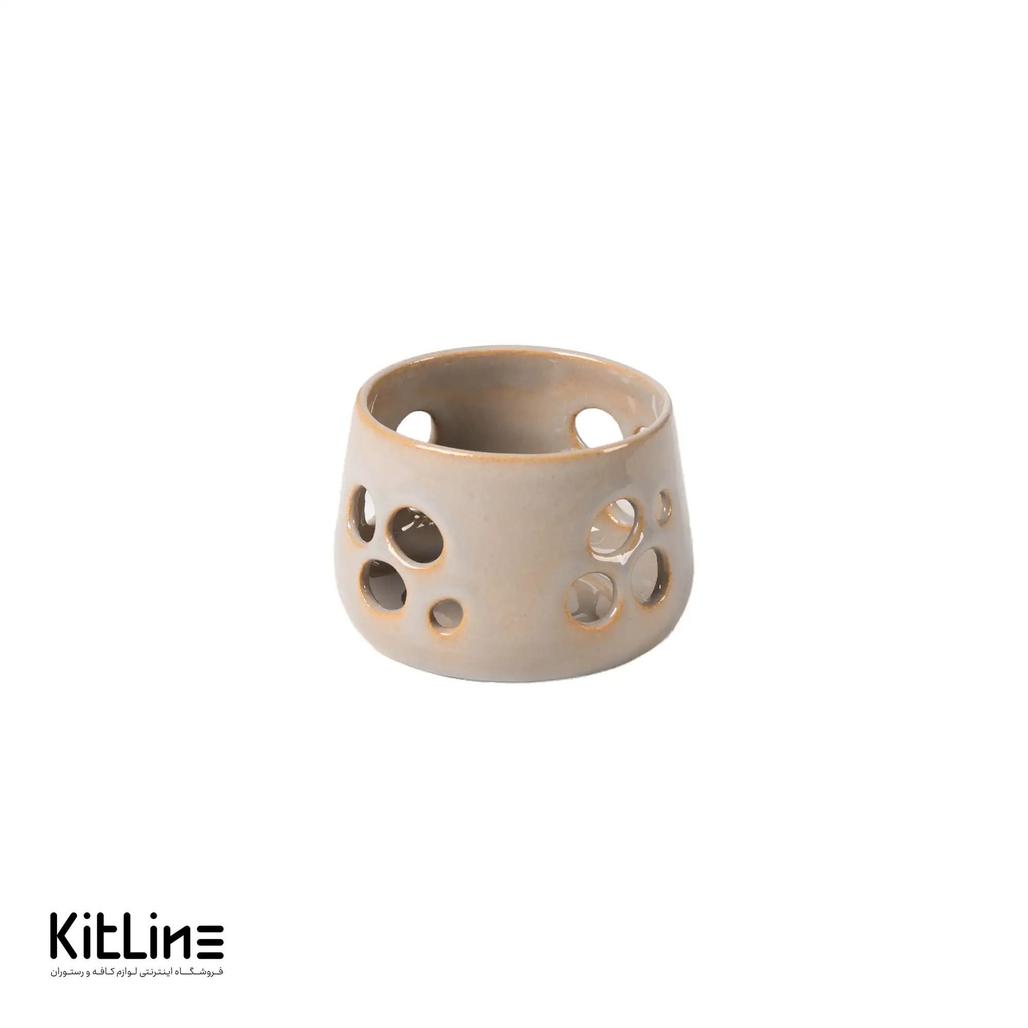 جا شمعی سفالی دست ساز ۵.۵×۷ سانتیمتری طوسی