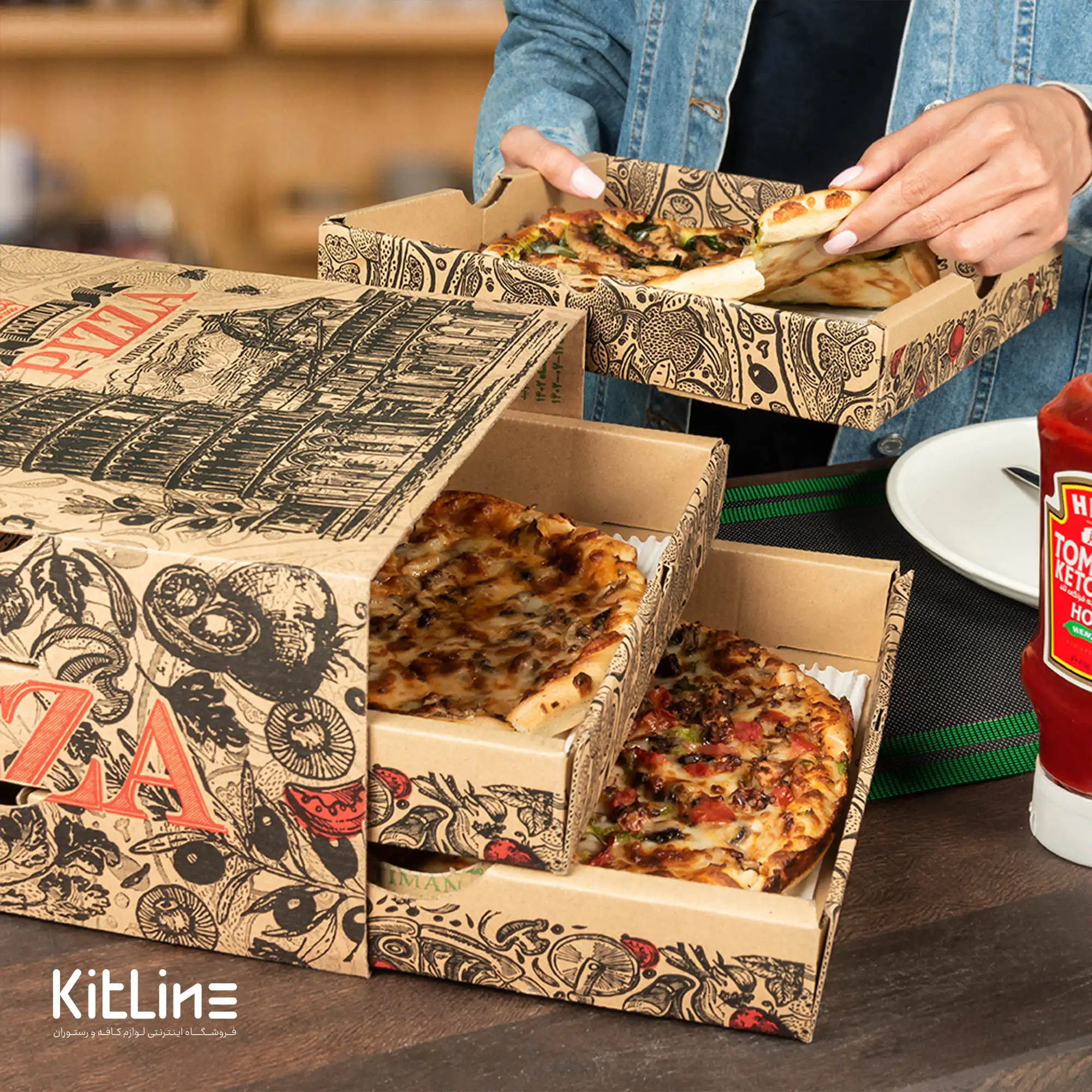 جعبه پیتزا طبقاتی کاغذی ۲۷ سانتیمتری طرح پیزا (کارتن ۵۰ عددی) - تصویر 10