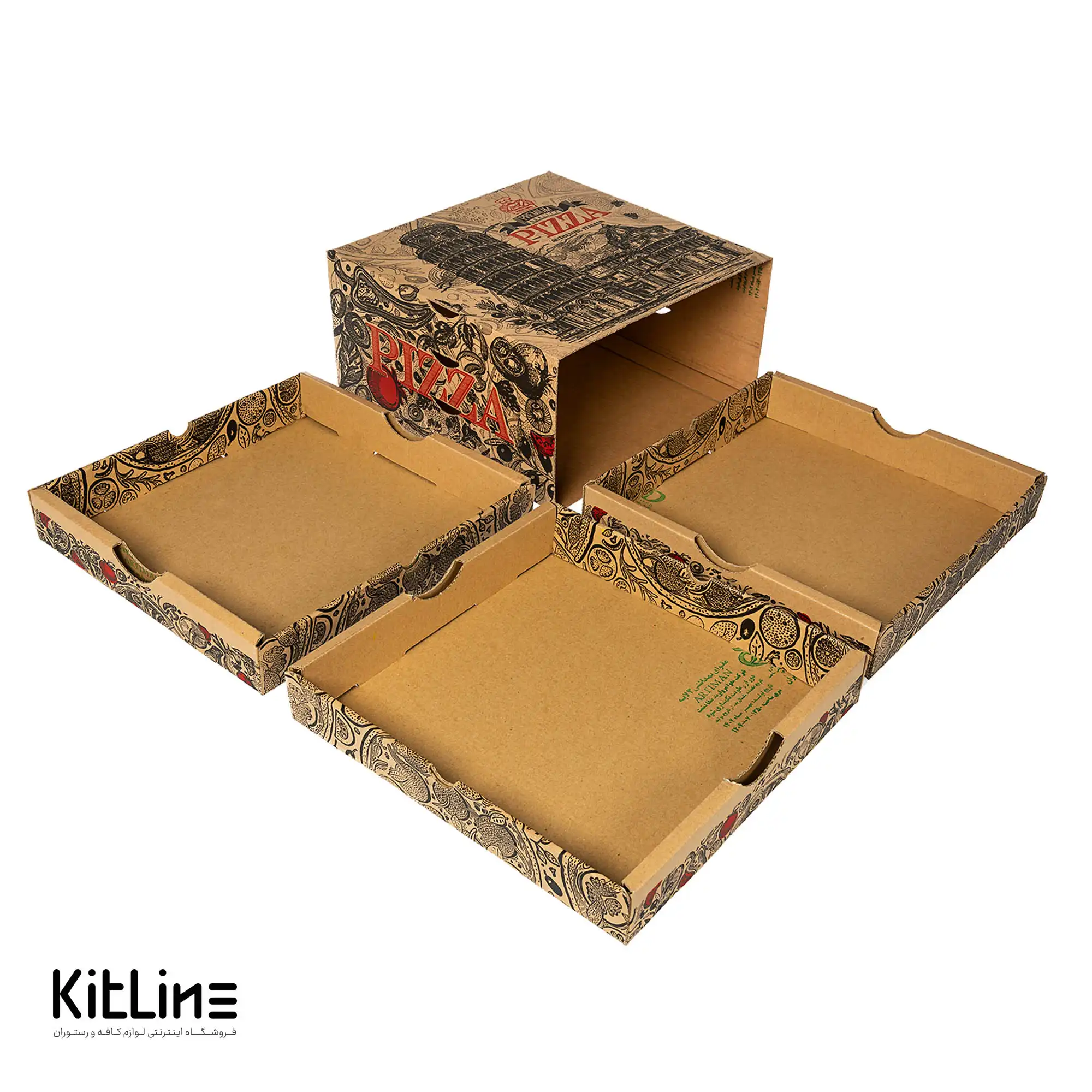 جعبه پیتزا طبقاتی کاغذی ۲۷ سانتیمتری طرح پیزا (کارتن ۵۰ عددی) - تصویر 8