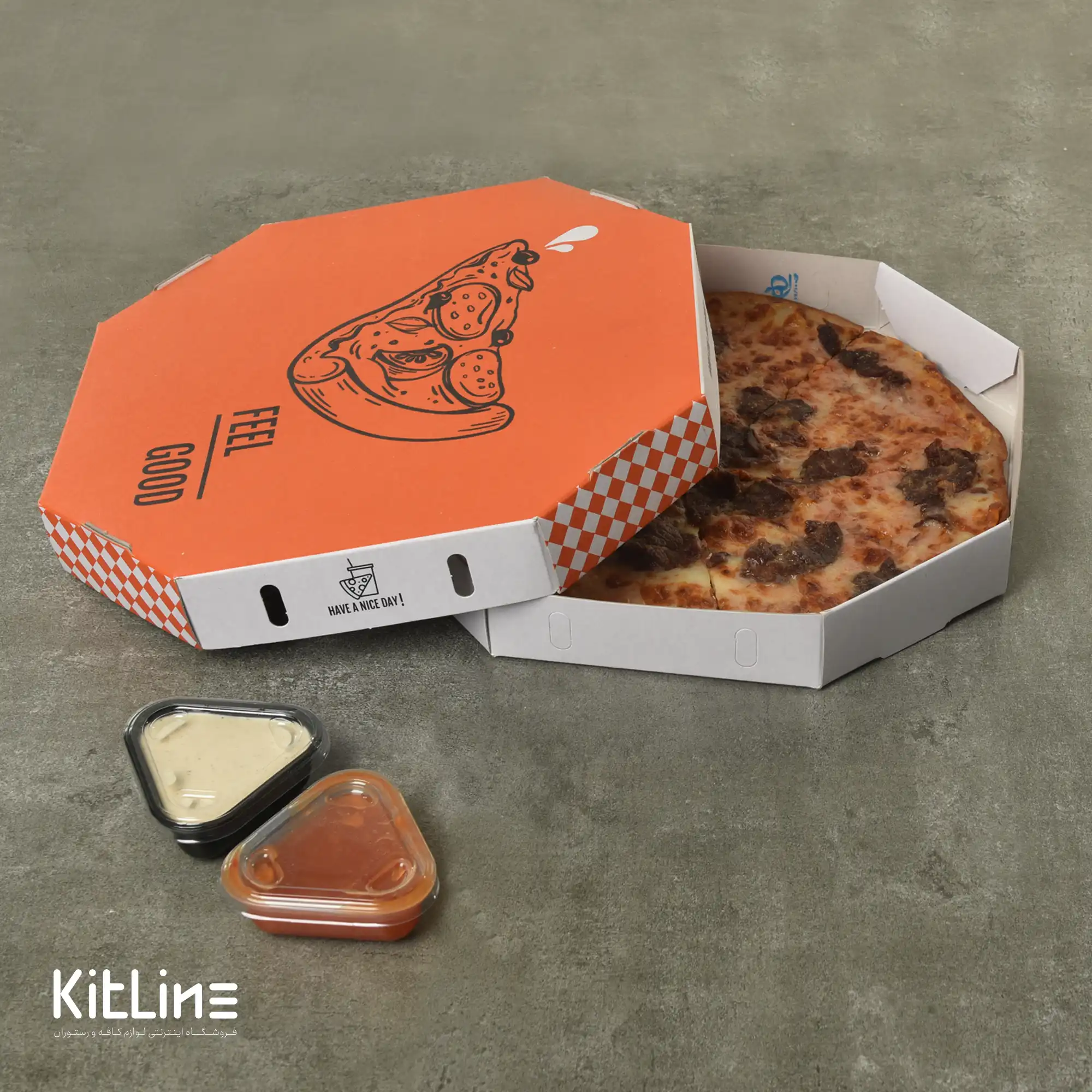 جعبه پیتزا هشت ضلعی کاغذی ۳۲ سانتیمتری (کارتن ۵۰ عددی) - تصویر 5