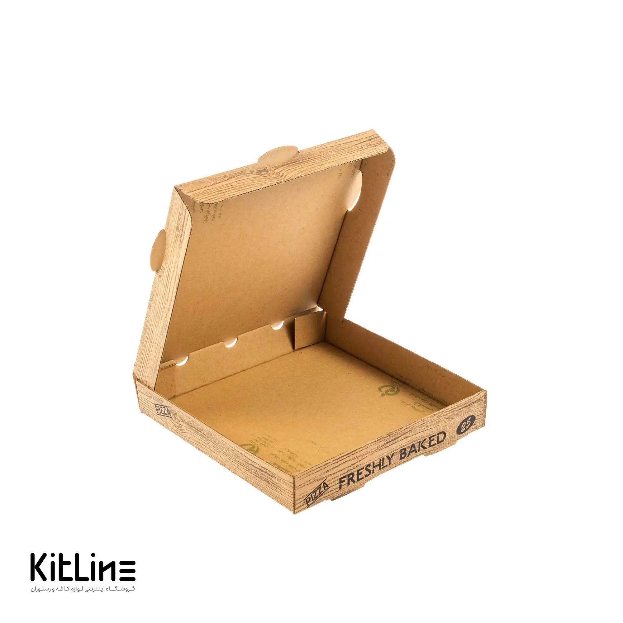 جعبه پیتزا کاغذی ایفلوت ۲۵ سانتیمتری طرح چوب (کارتن ۱۰۰ عددی) - تصویر 2