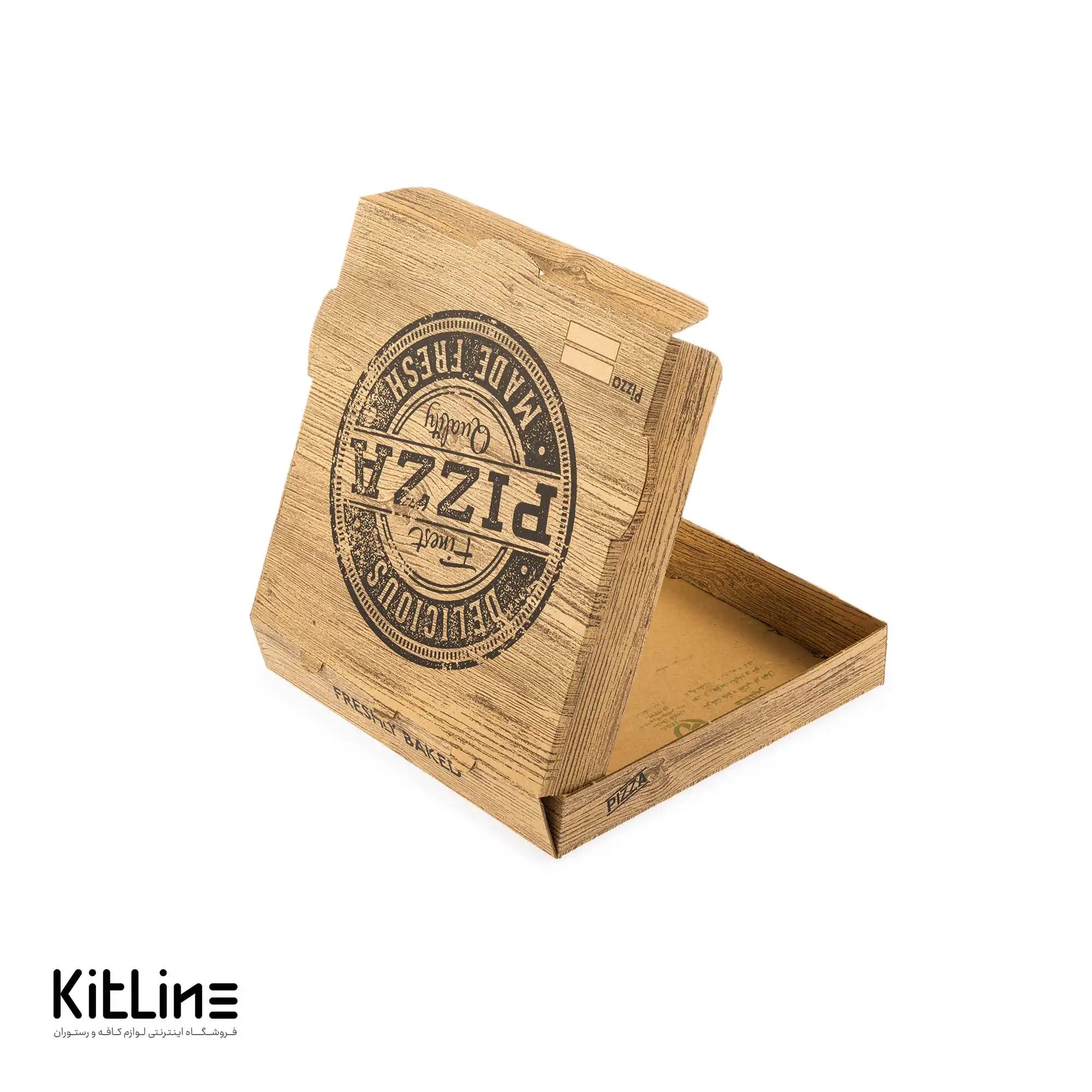 جعبه پیتزا کاغذی ایفلوت ۲۵ سانتیمتری طرح چوب (کارتن ۱۰۰ عددی) - تصویر 3