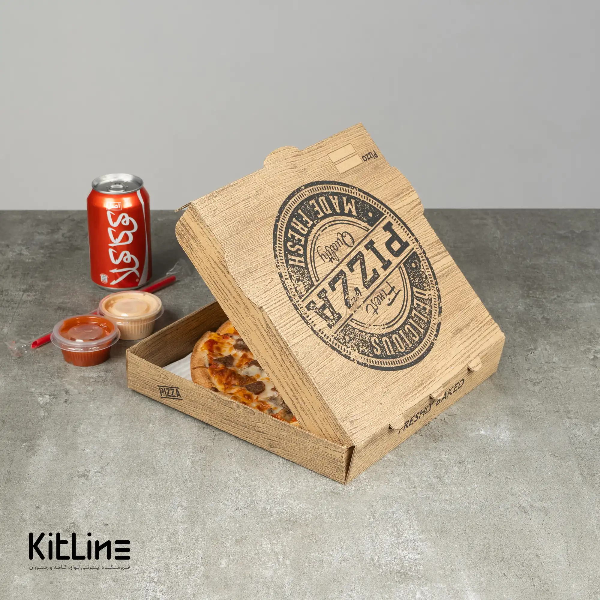 جعبه پیتزا کاغذی ایفلوت ۲۵ سانتیمتری طرح چوب (کارتن ۱۰۰ عددی) - تصویر 5