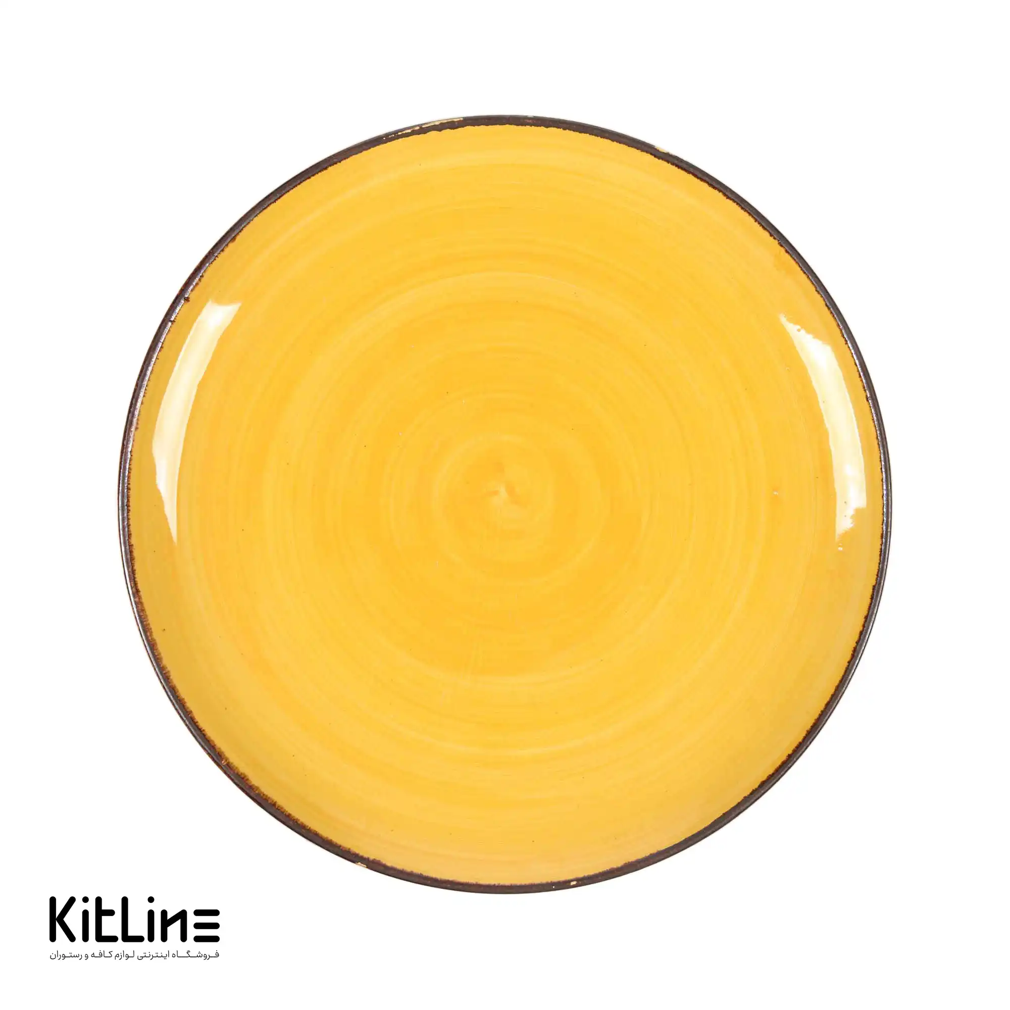 دیس سرامیکی ۳۲ سانتیمتری زرد نارنجی باند دار