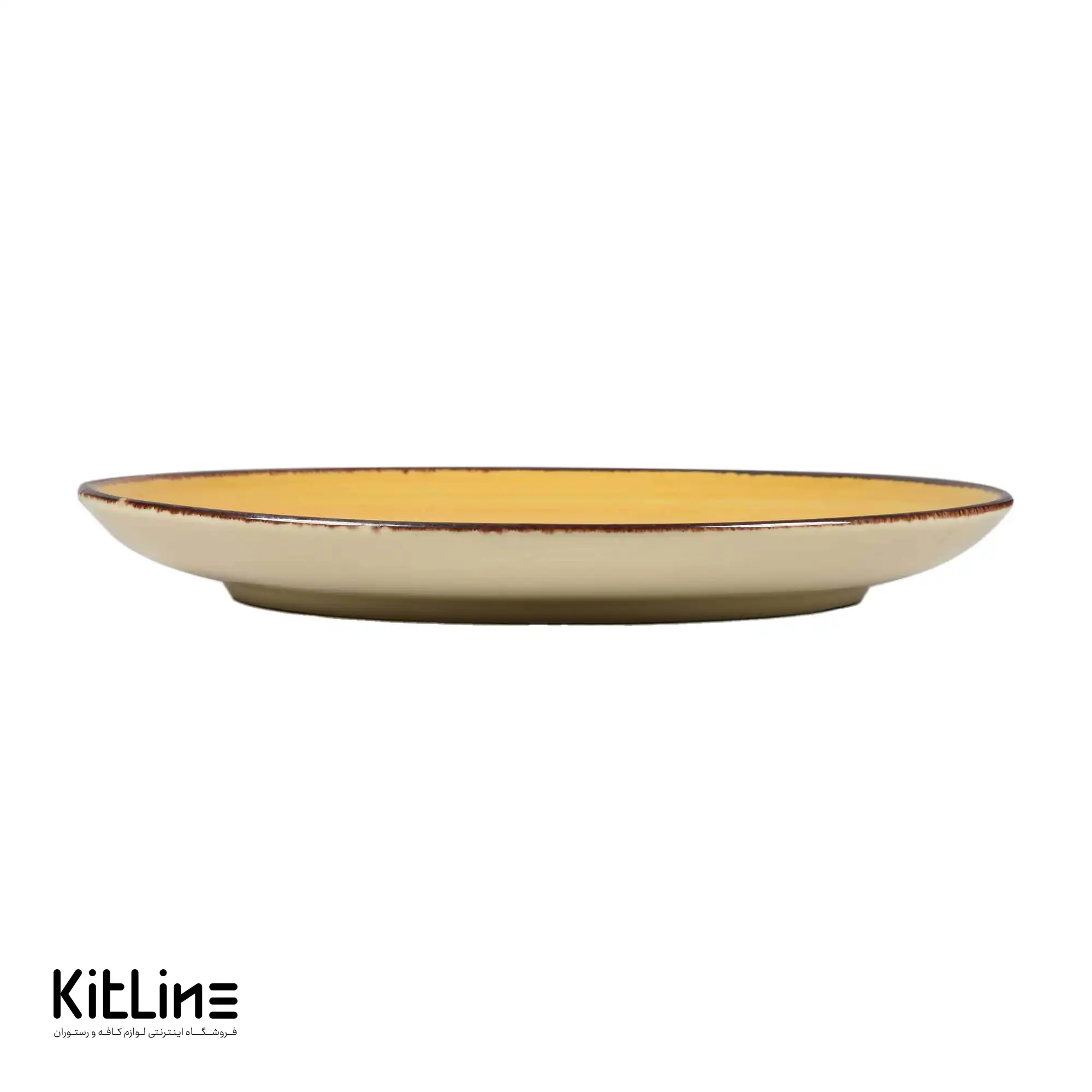 دیس سرامیکی ۳۲ سانتیمتری زرد نارنجی باند دار - تصویر 3