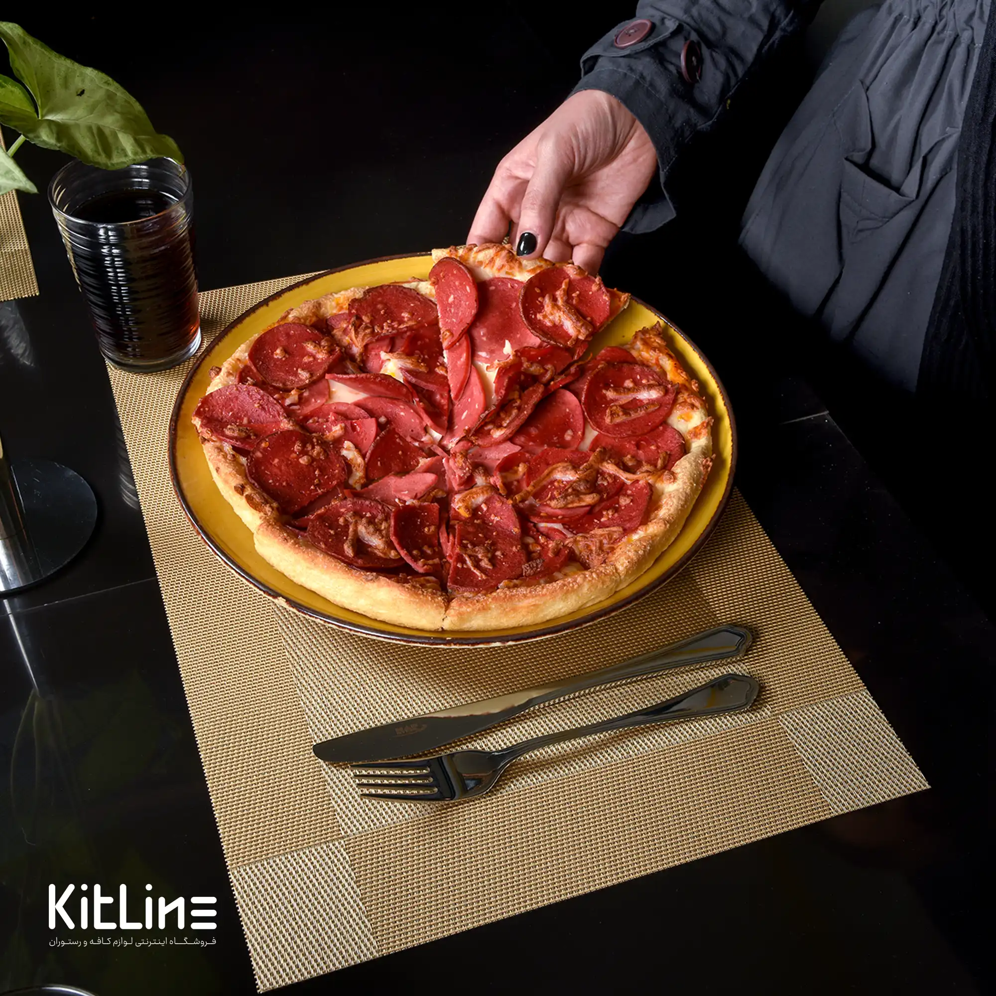 دیس سرامیکی ۳۲ سانتیمتری زرد نارنجی باند دار - تصویر 7