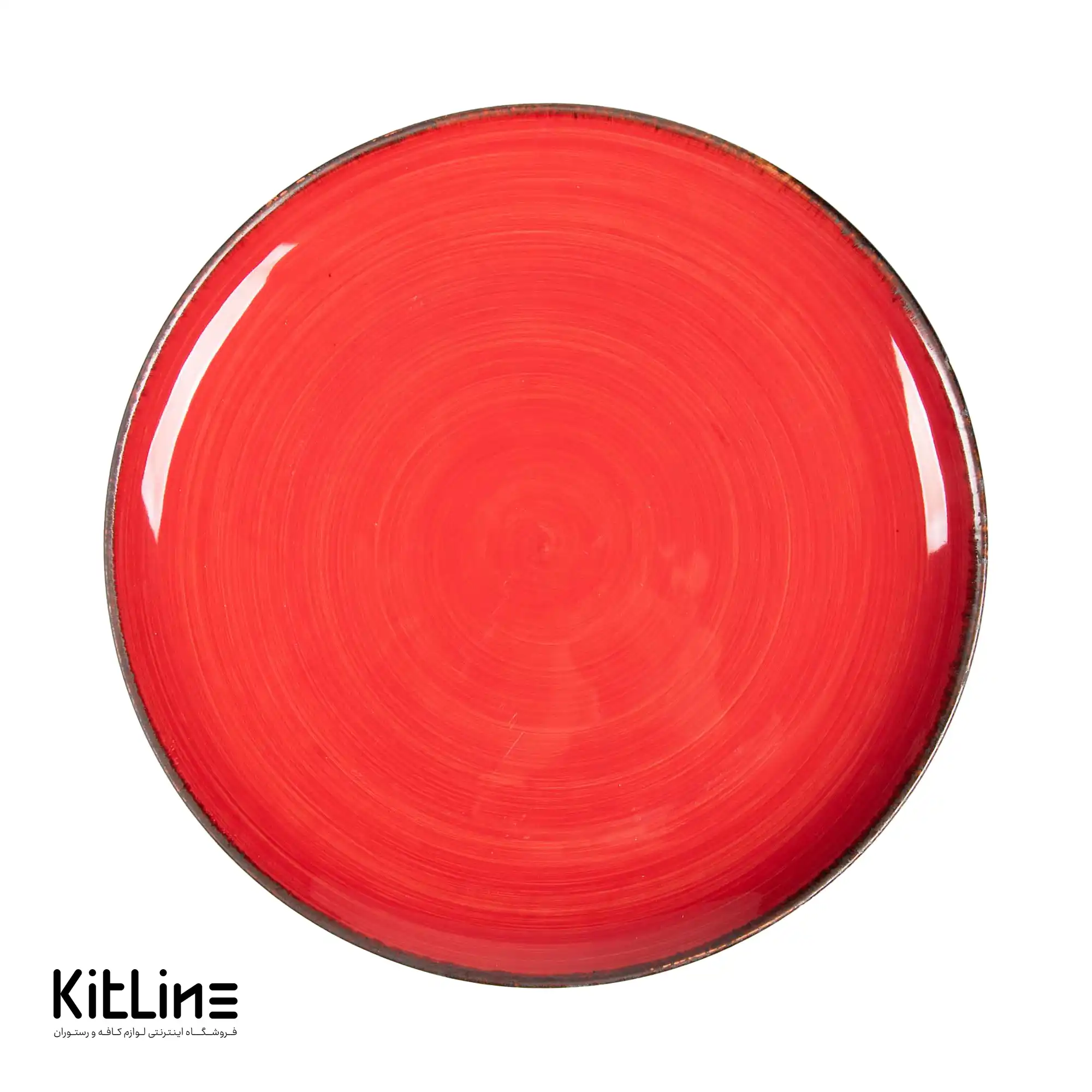 دیس گرد سرامیکی ۳۲ سانتیمتری قرمز باند دار