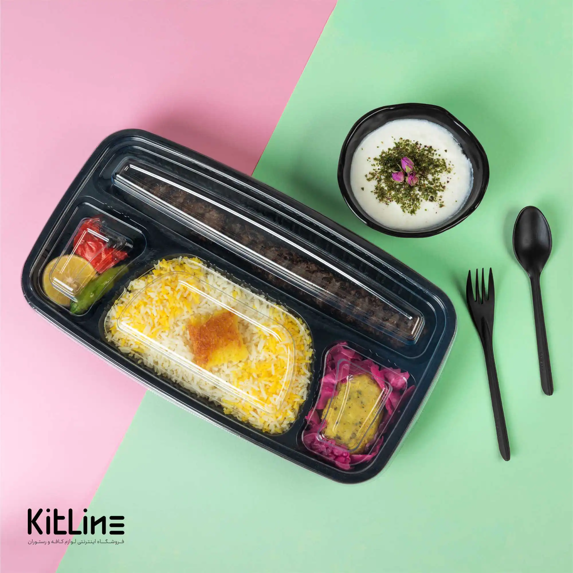 دیس یکبار مصرف چهار خانه ۵×۱۶×۳۳ سانتیمتری مشکی همراه در (کارتن ۲۰۰ عددی) - تصویر 5