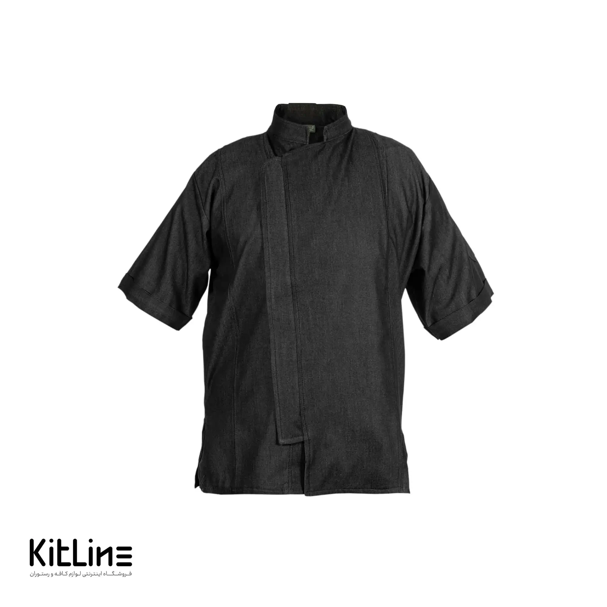 روپوش زیپی آستین کوتاه جين مشکی پوشاکو - تصویر 2