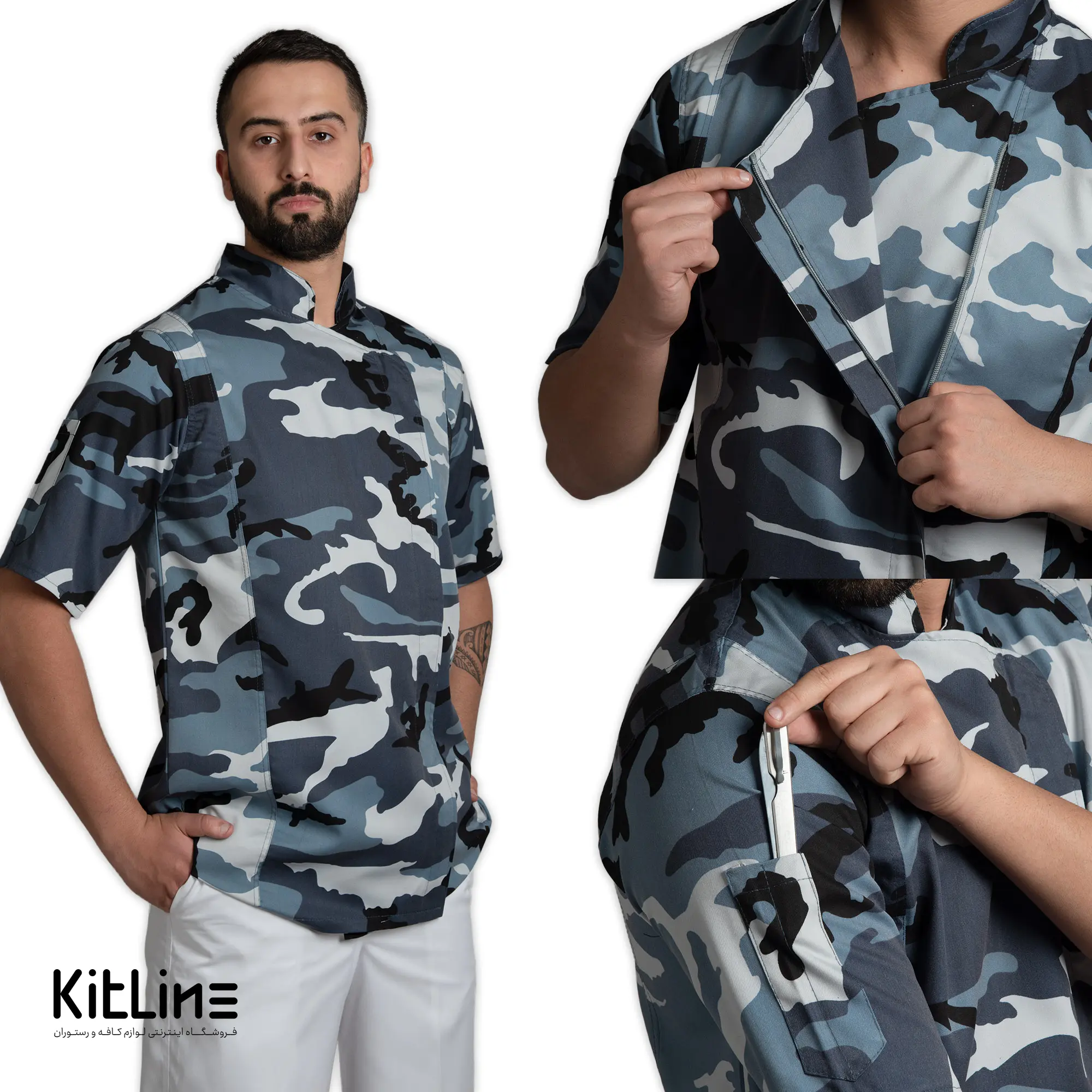 روپوش آستین کوتاه زیپی کماندویی طوسی سارا فرم - تصویر 7