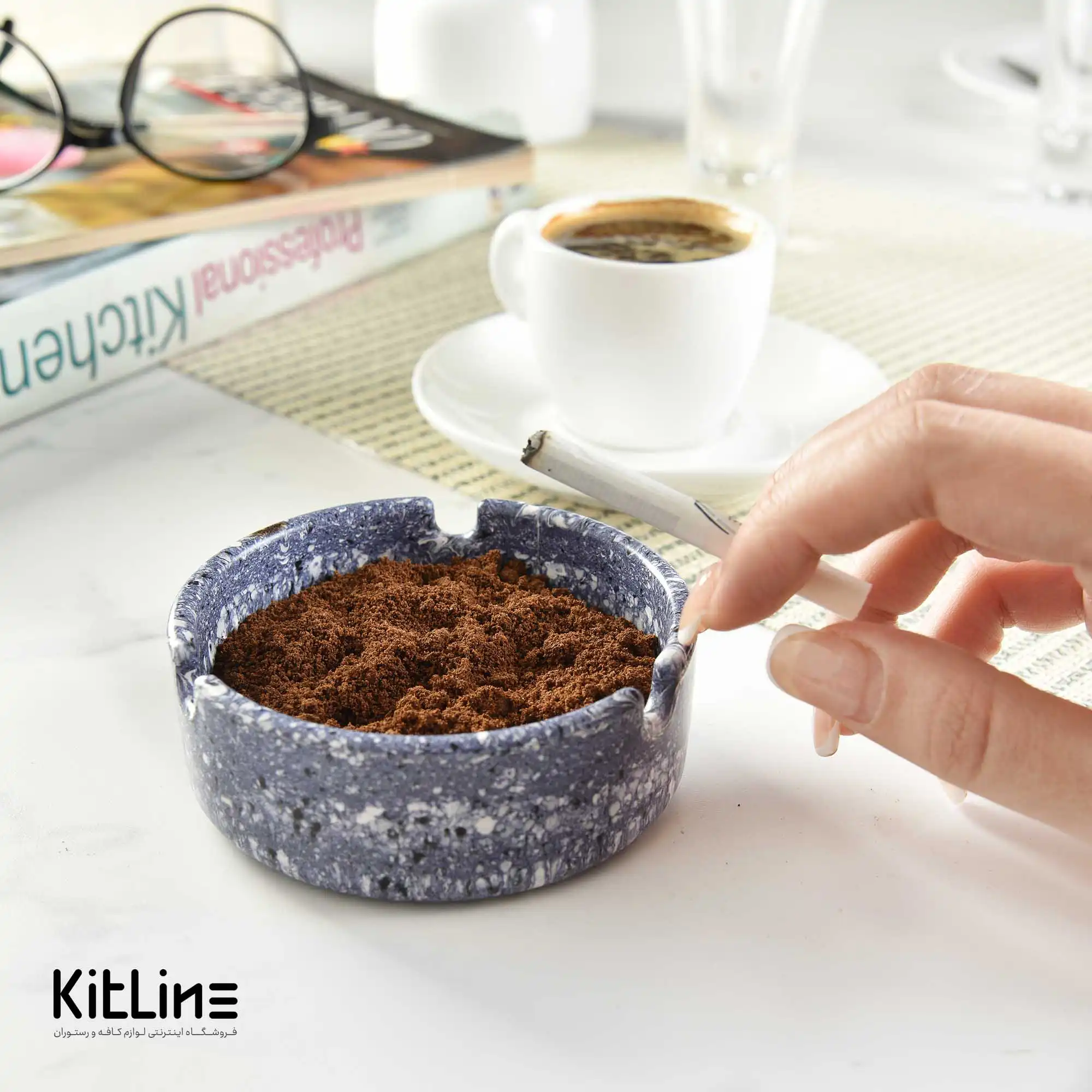 زیر سیگاری ملامین ۹ سانتیمتری آبی - تصویر 4