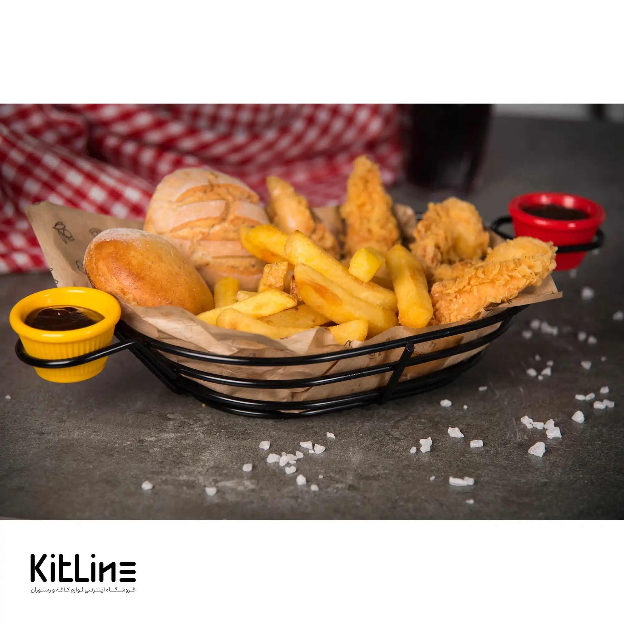 سبد سرو بیضی ۸×۲۰×۴۰ سانتیمتری فلزی با جای سس کاپ کیچن تک - تصویر 7