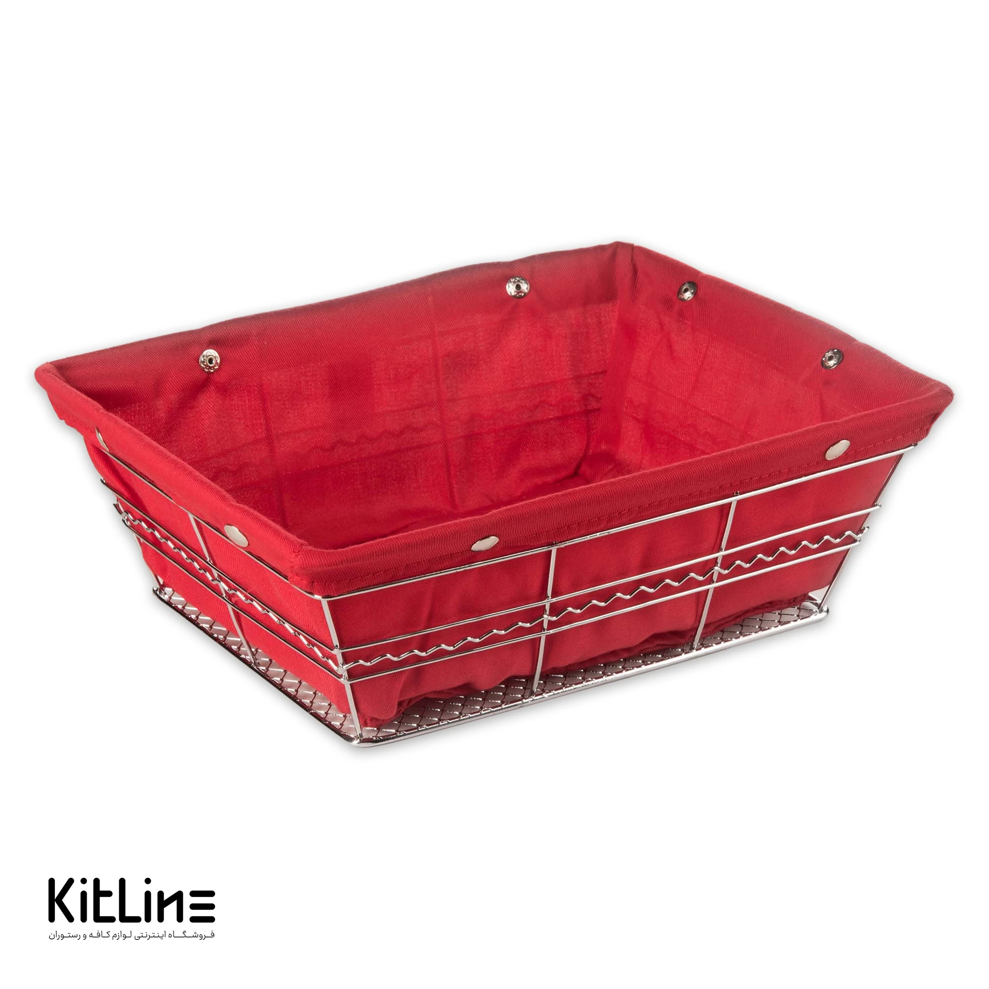 سبد فلزی ۲۰×۲۶ سانتیمتری با پارچه قرمز