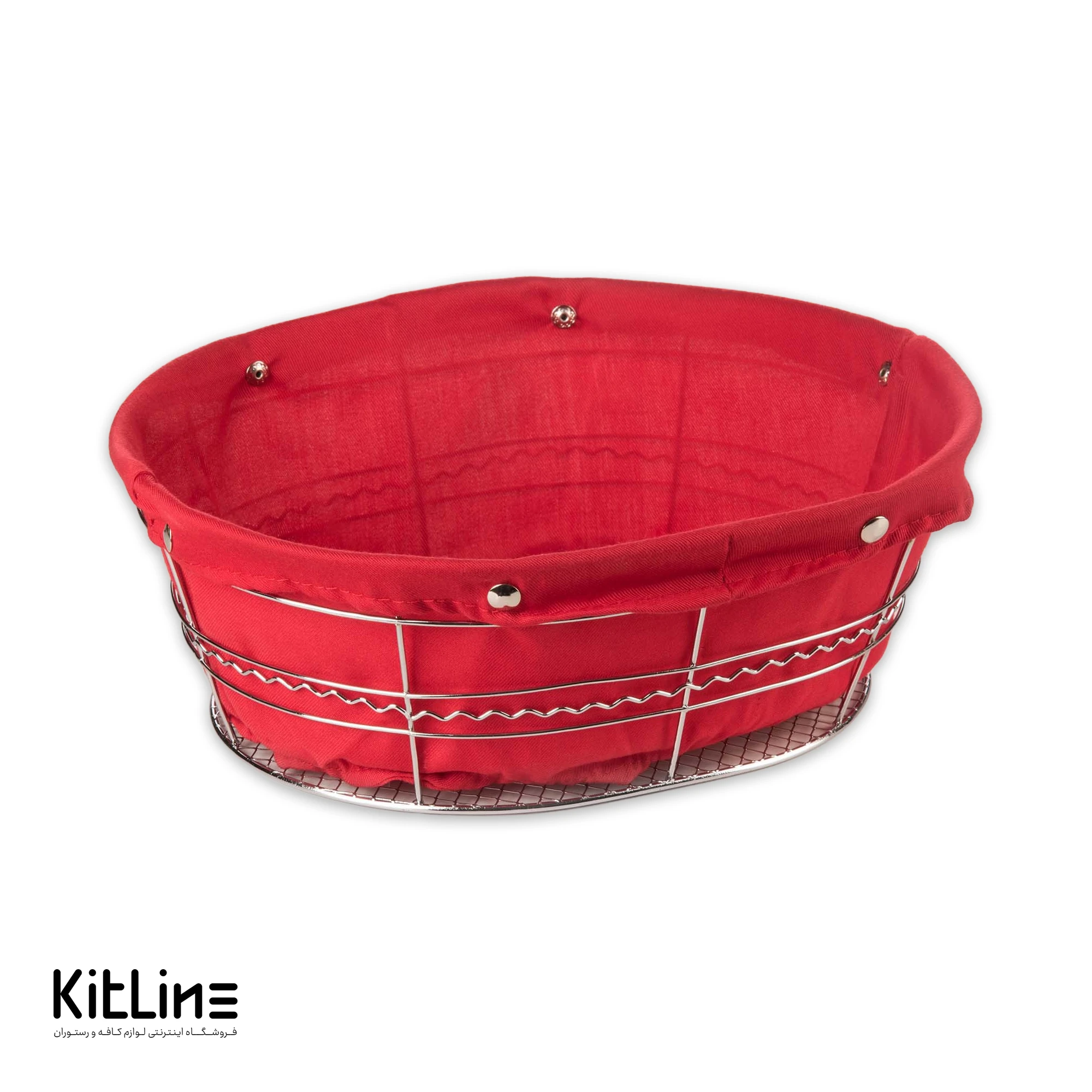 سبد فلزی ۲۳×۲۸ سانتیمتری با پارچه قرمز