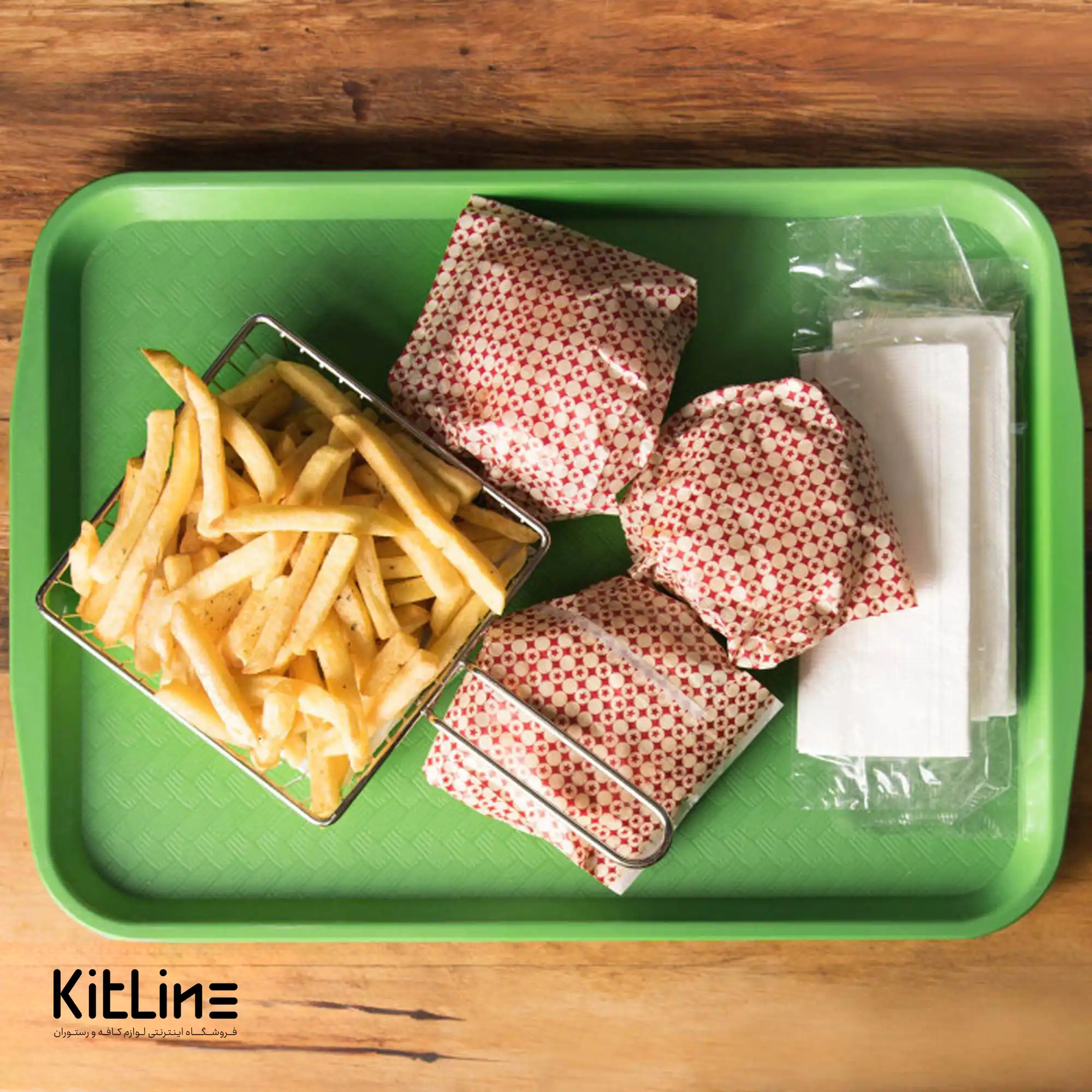 سینی پلی پروپیلن ۴۰x۳۰ سانتیمتری سبز فسفری کیچن تک - تصویر 5