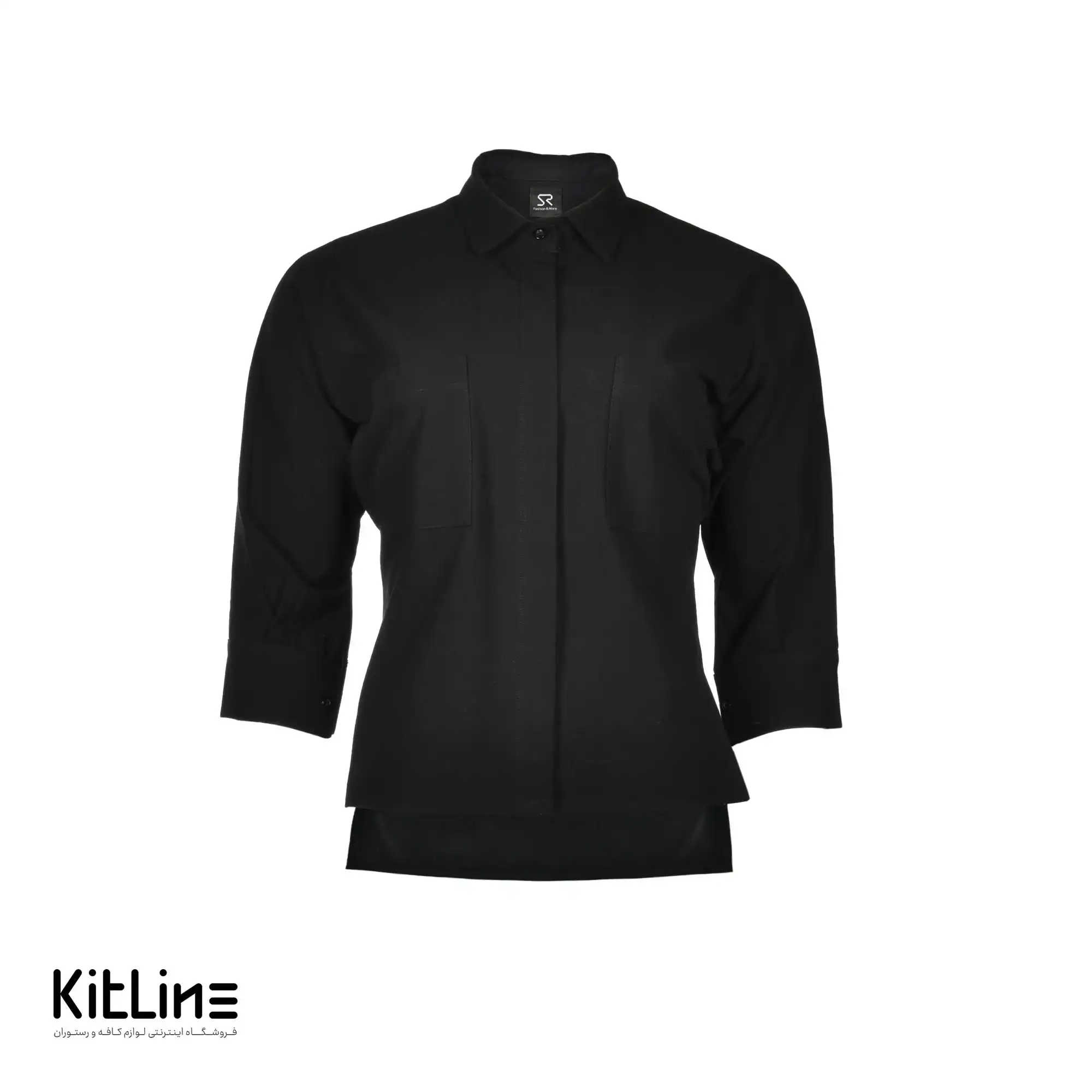شومیز کتان مشکی زنانه S.R - تصویر 2