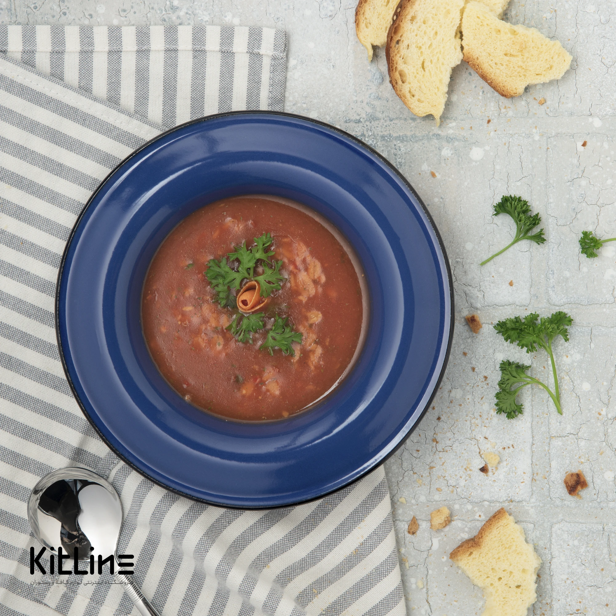 ظرف پاستا خوری لعابی ۲۲ سانتیمتری سرمه ای بنشاد - تصویر 4