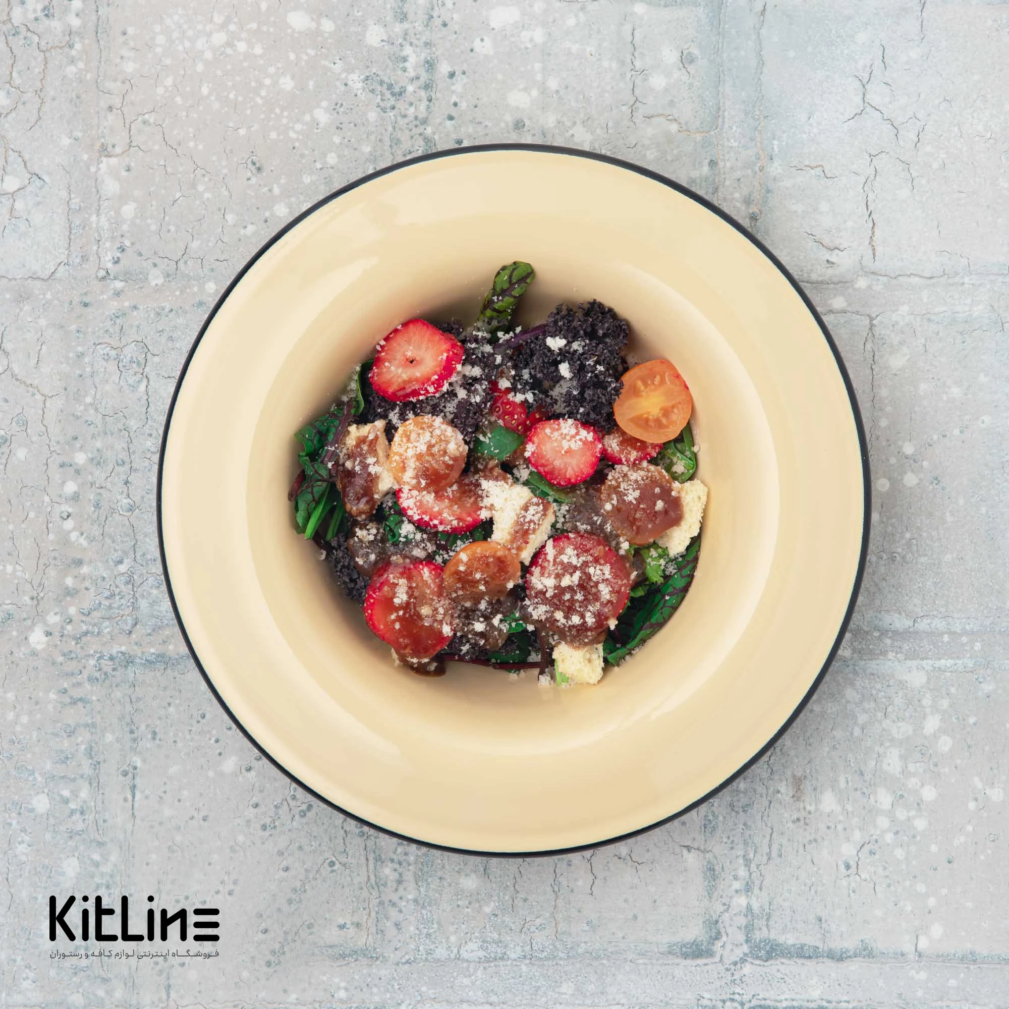 ظرف پاستا خوری لعابی ۲۲ سانتیمتری کرم بنشاد - تصویر 4