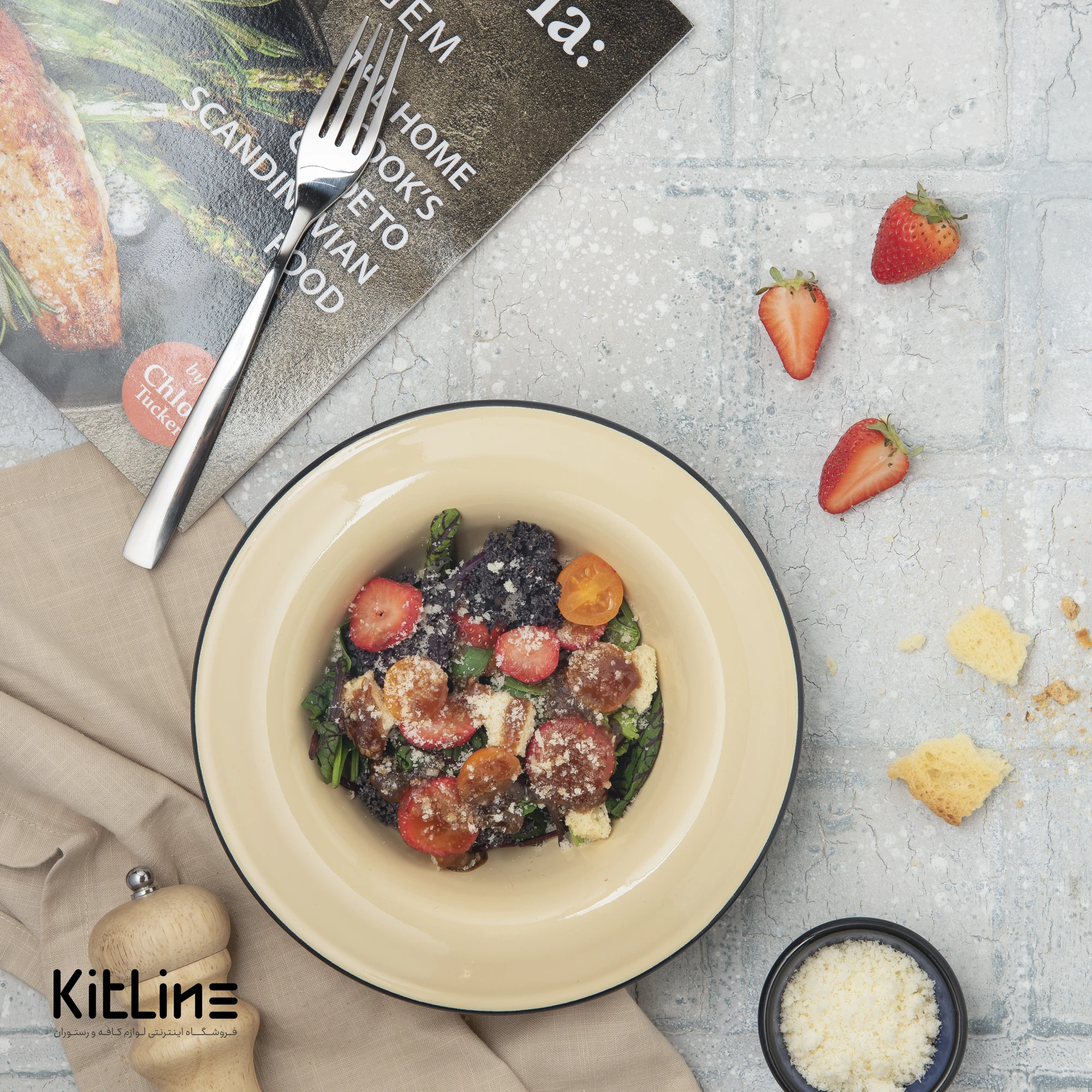 ظرف پاستا خوری لعابی ۲۲ سانتیمتری کرم بنشاد - تصویر 5