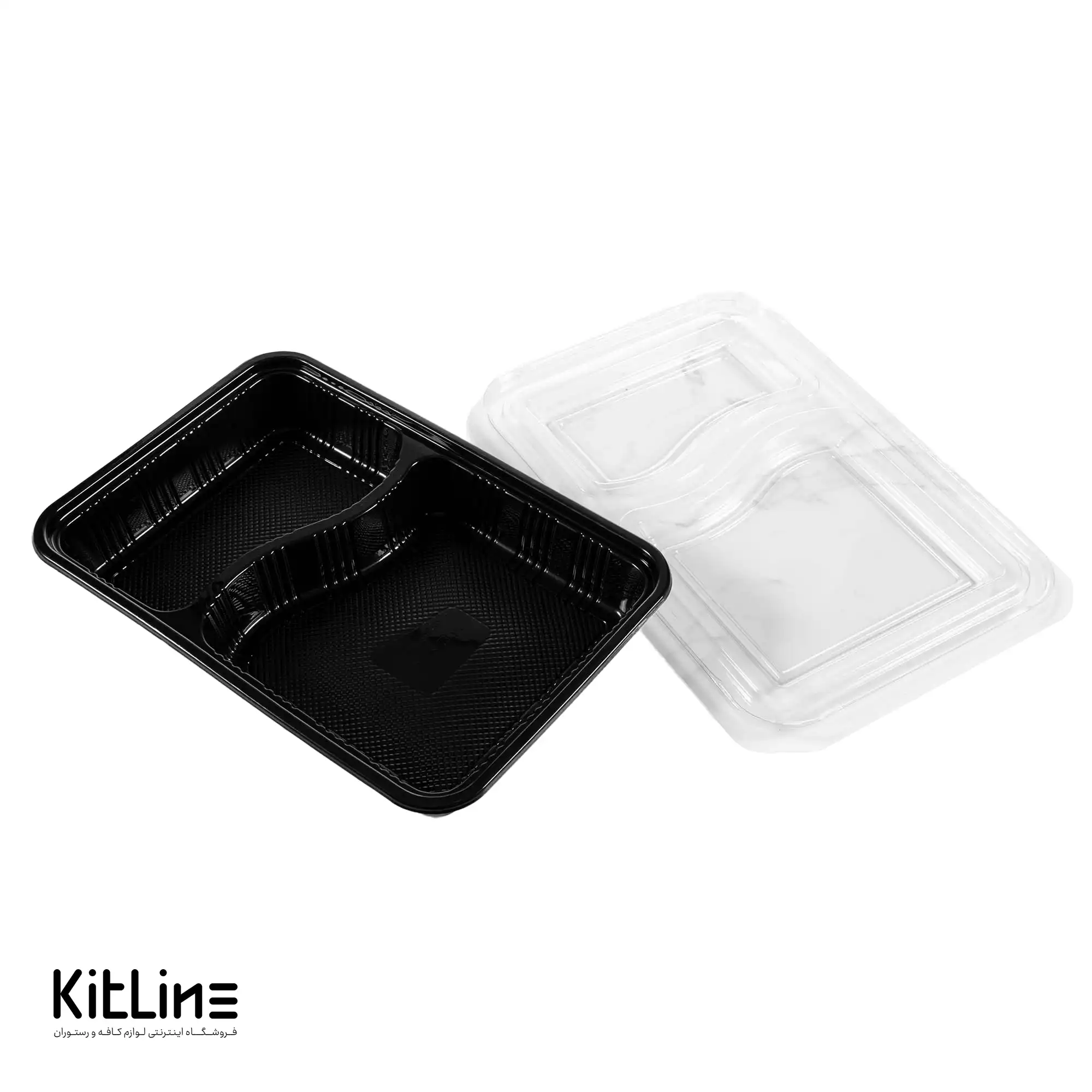 ظرف یکبار مصرف دو خانه ۲۰×۲۹ سانتیمتری مشکی همراه در شفاف (کارتن ۱۰۰ عددی) - تصویر 2