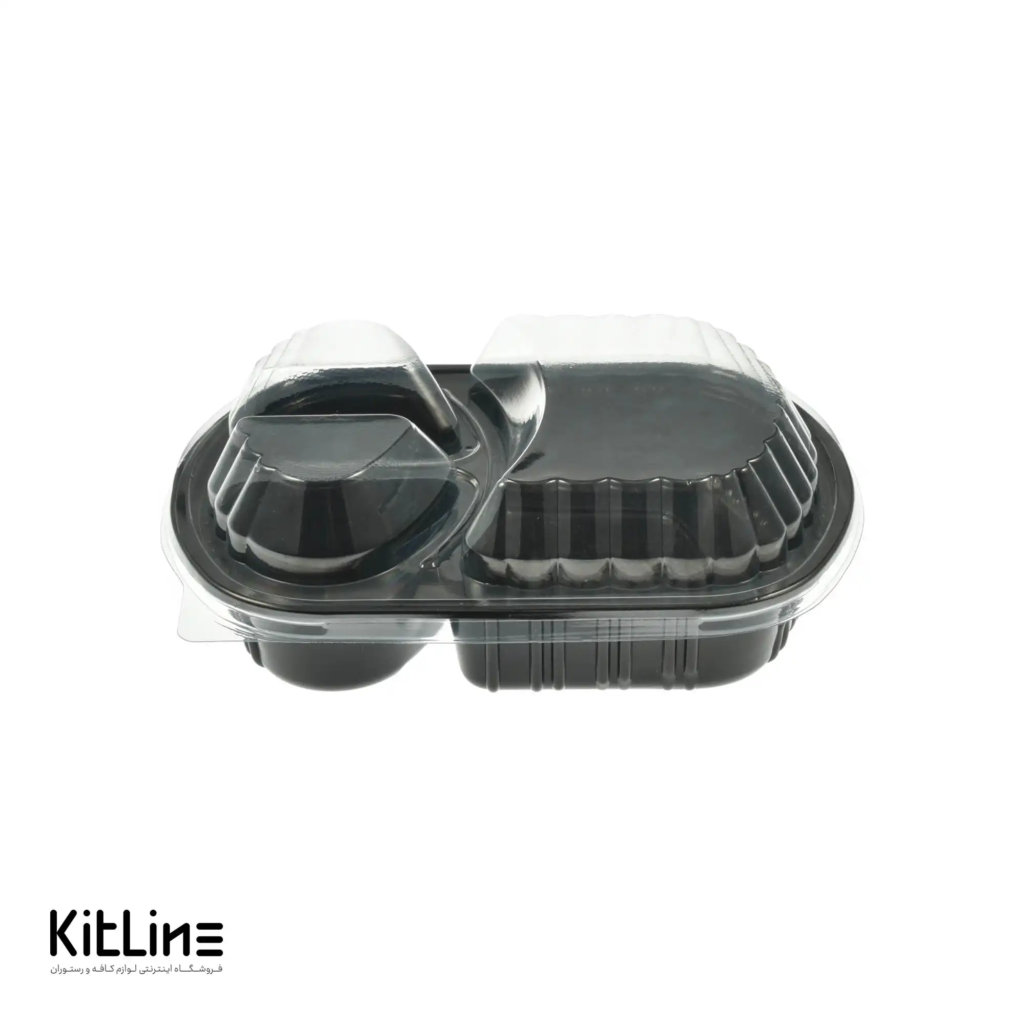 ظرف یکبار مصرف سه خانه ۵×۱۹.۵×۲۴ سانتیمتری مشکی همراه در (کارتن ۲۰۰ عددی) - تصویر 2