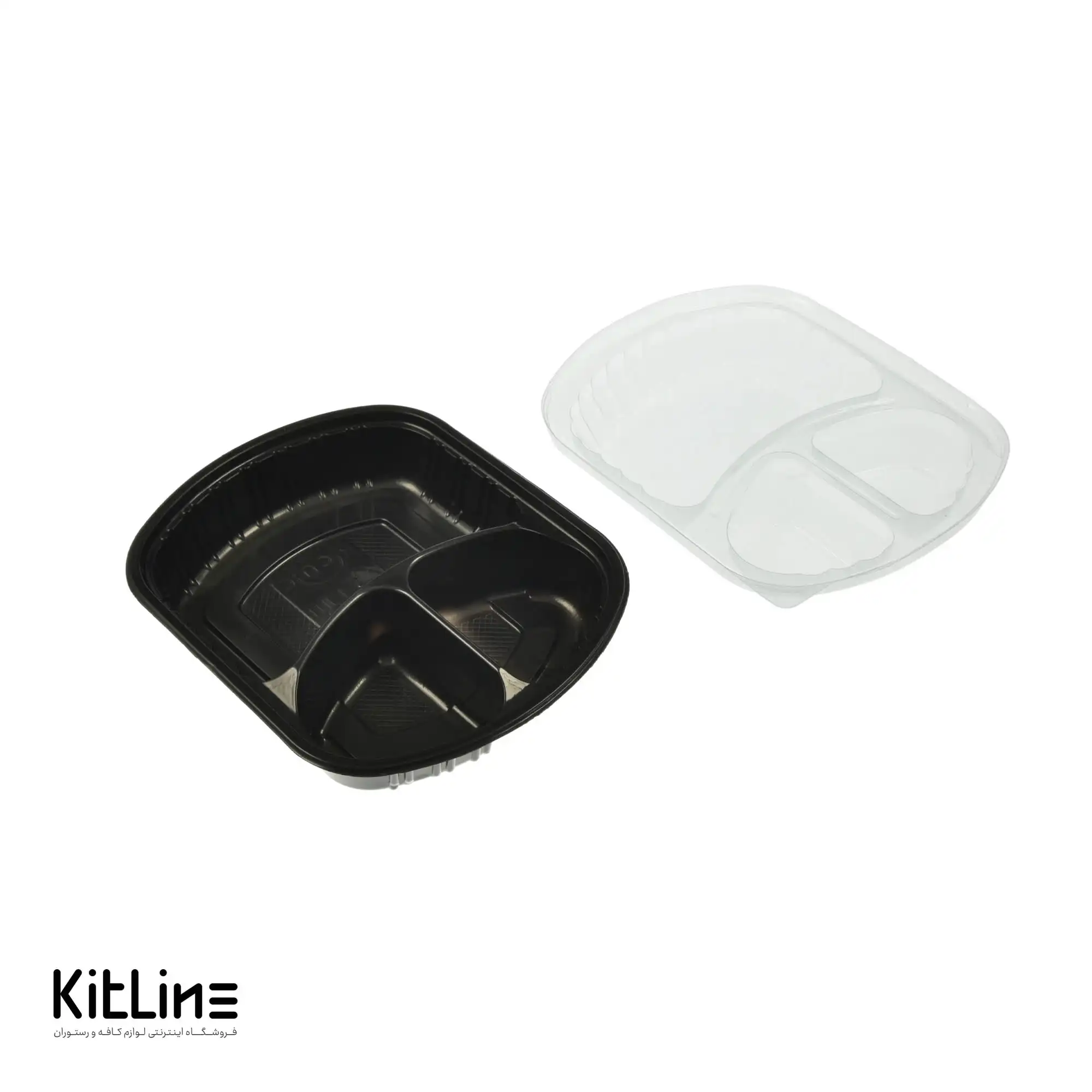 ظرف یکبار مصرف سه خانه ۵×۱۹.۵×۲۴ سانتیمتری مشکی همراه در (کارتن ۲۰۰ عددی) - تصویر 3