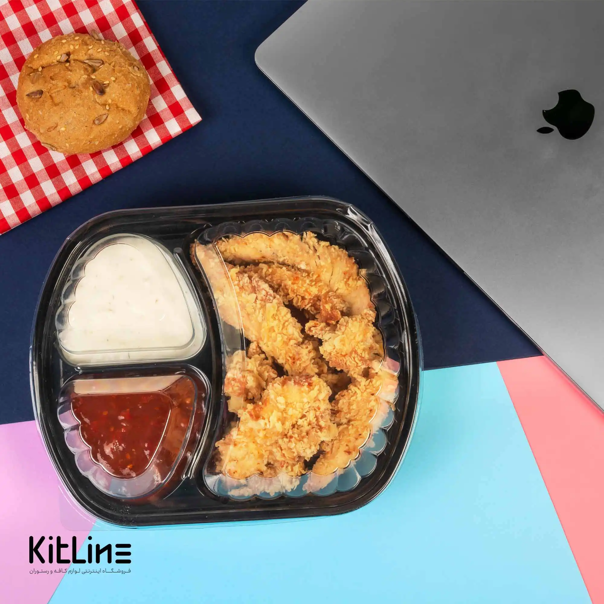 ظرف یکبار مصرف سه خانه ۵×۱۹.۵×۲۴ سانتیمتری مشکی همراه در (کارتن ۲۰۰ عددی) - تصویر 4