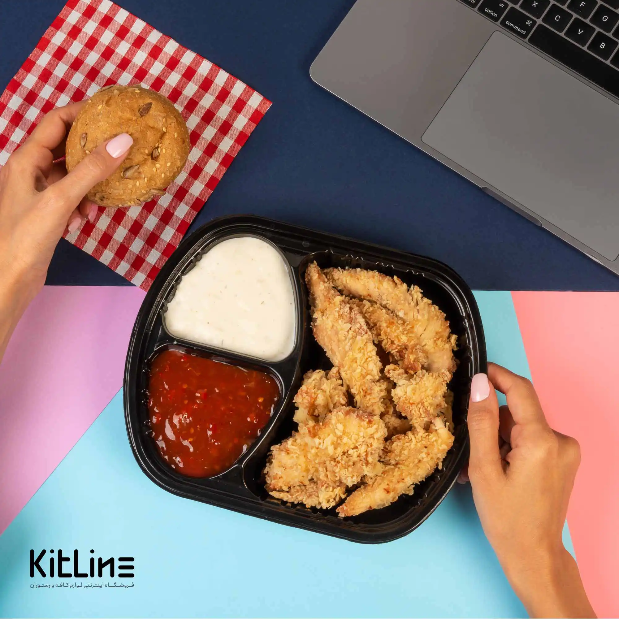 ظرف یکبار مصرف سه خانه ۵×۱۹.۵×۲۴ سانتیمتری مشکی همراه در (کارتن ۲۰۰ عددی) - تصویر 5