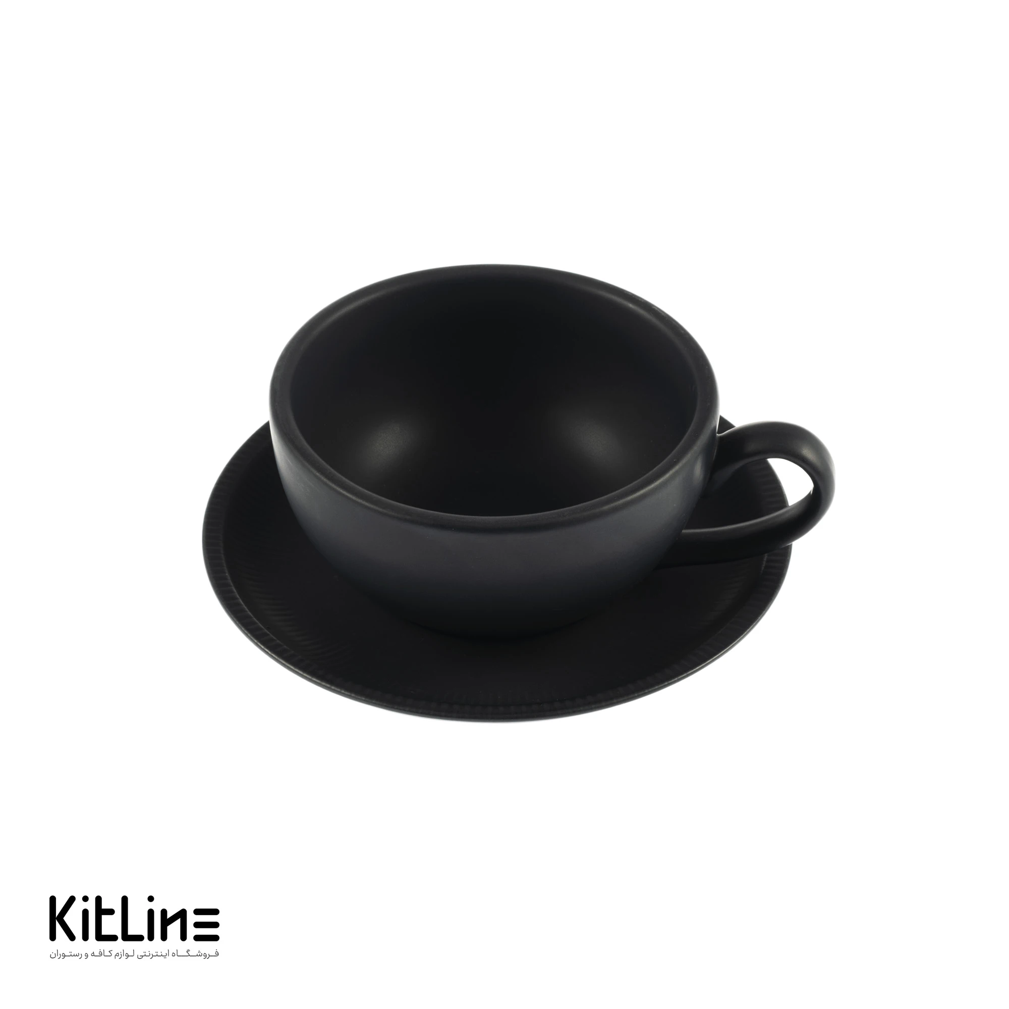 فنجان و نعلبکی استون ور ۱۸۰ میلی‌لیتری مشکی مات سوژیلیت (ست ۶ عددی)