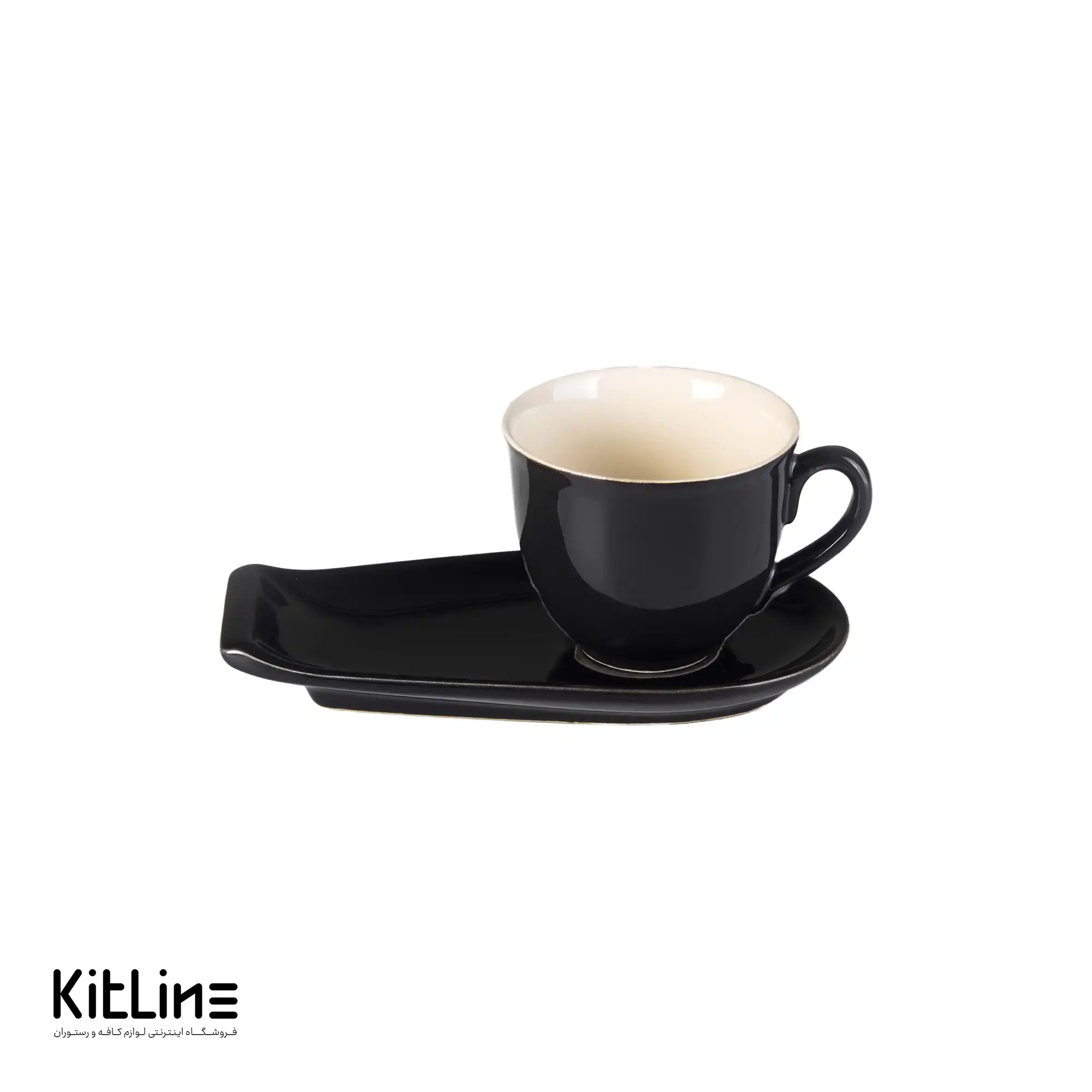 فنجان و نعلبکی سرامیکی ۱۸۰ میلی‌لیتری مشکی کیچن تک