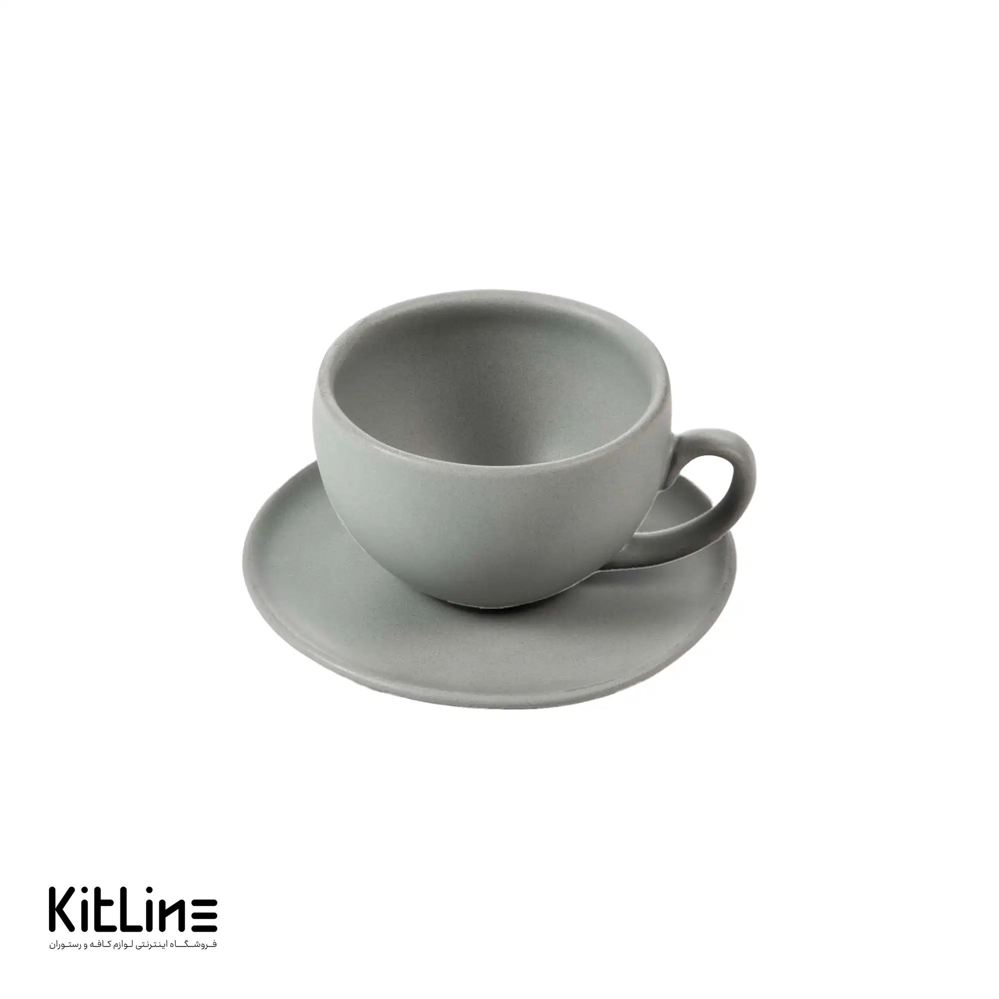 فنجان و نعلبکی سرامیکی ۱۸۰ میلی‌لیتری طوسی