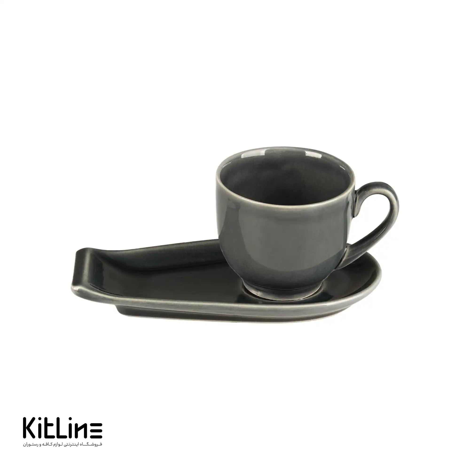 فنجان و نعلبکی سرامیکی ۲۵۰ میلی‌لیتری طوسی کیچن تک