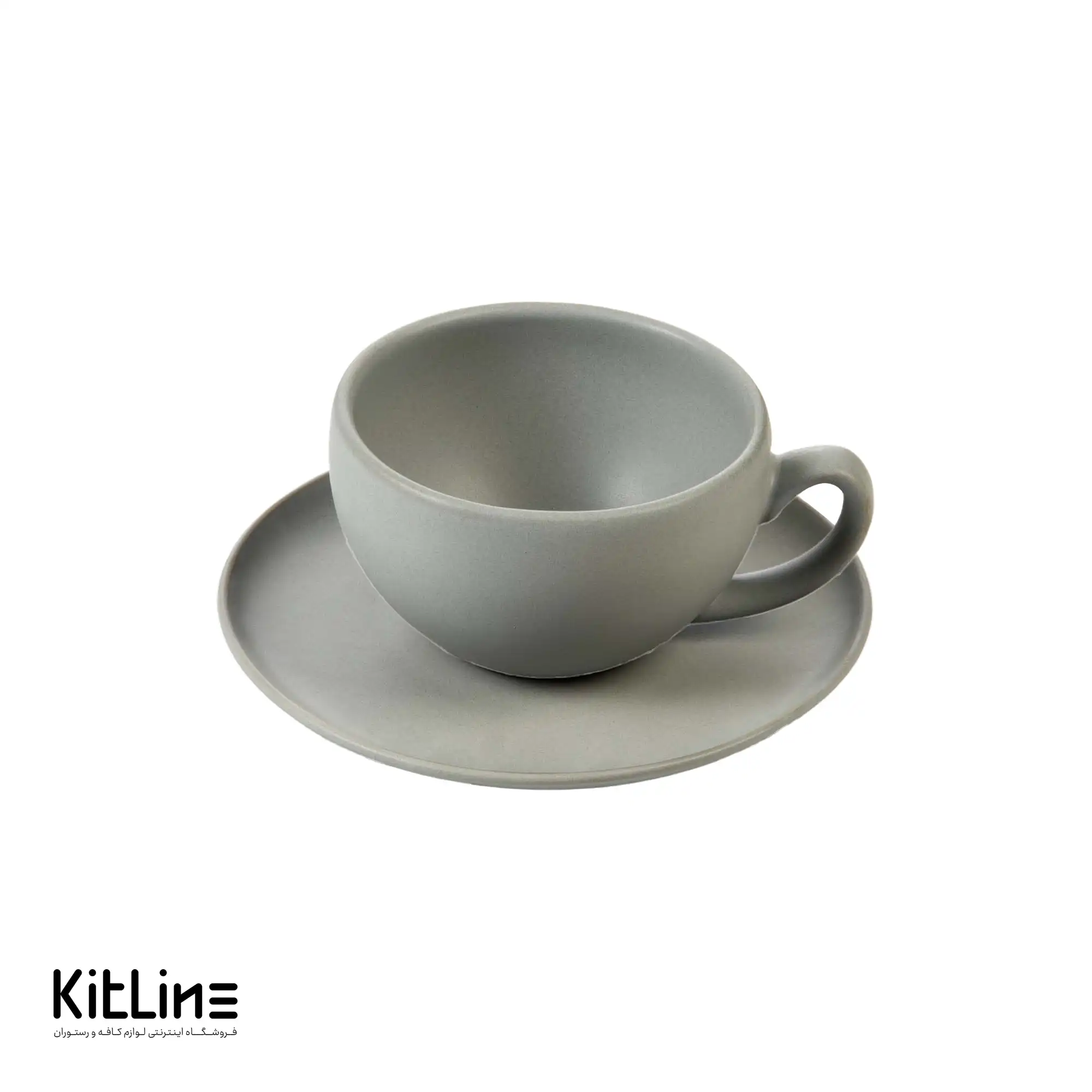 فنجان و نعلبکی سرامیکی ۲۵۰ میلی‌لیتری طوسی