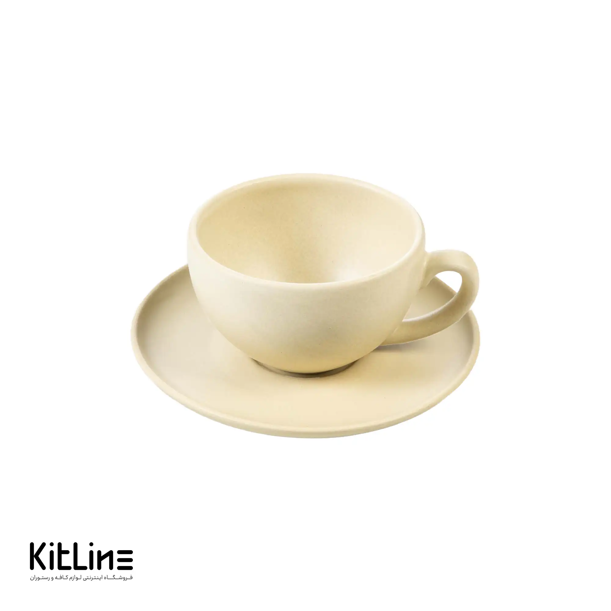 فنجان و نعلبکی سرامیکی ۲۵۰ میلی‌لیتری لیمویی