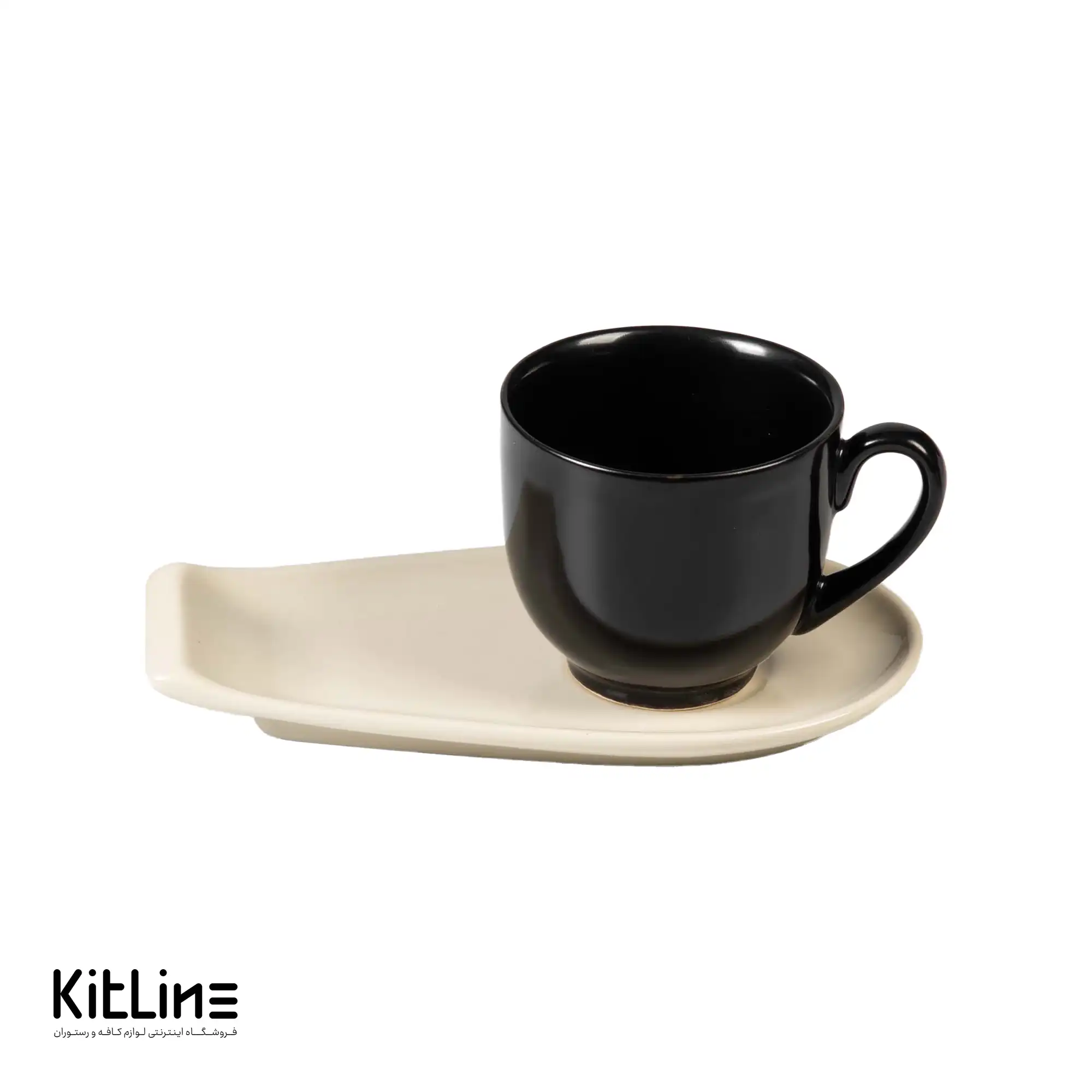فنجان و نعلبکی سرامیکی ۲۵۰ میلی‌لیتری مشکی کیچن تک