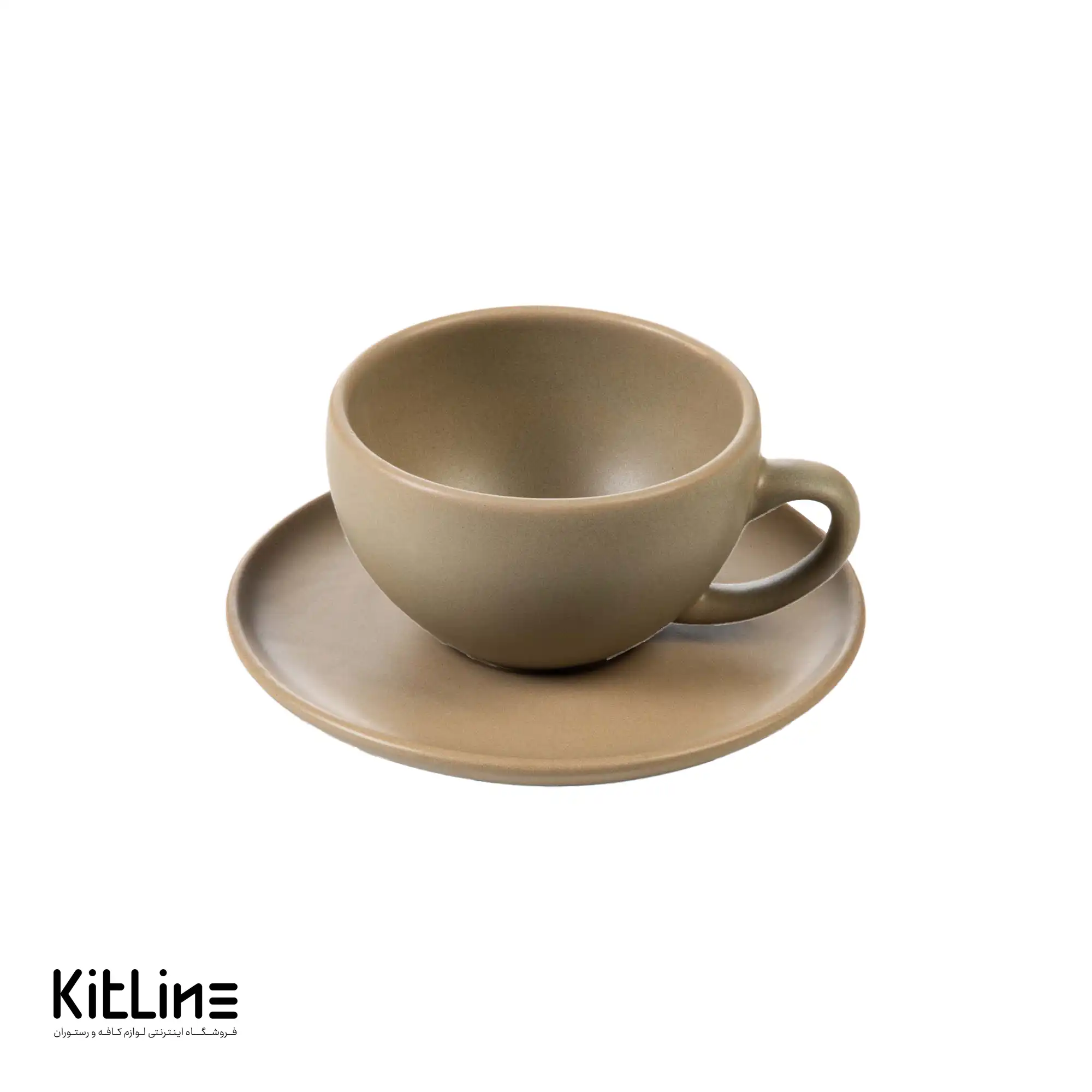 فنجان و نعلبکی سرامیکی ۲۵۰ میلی‌لیتری کرم