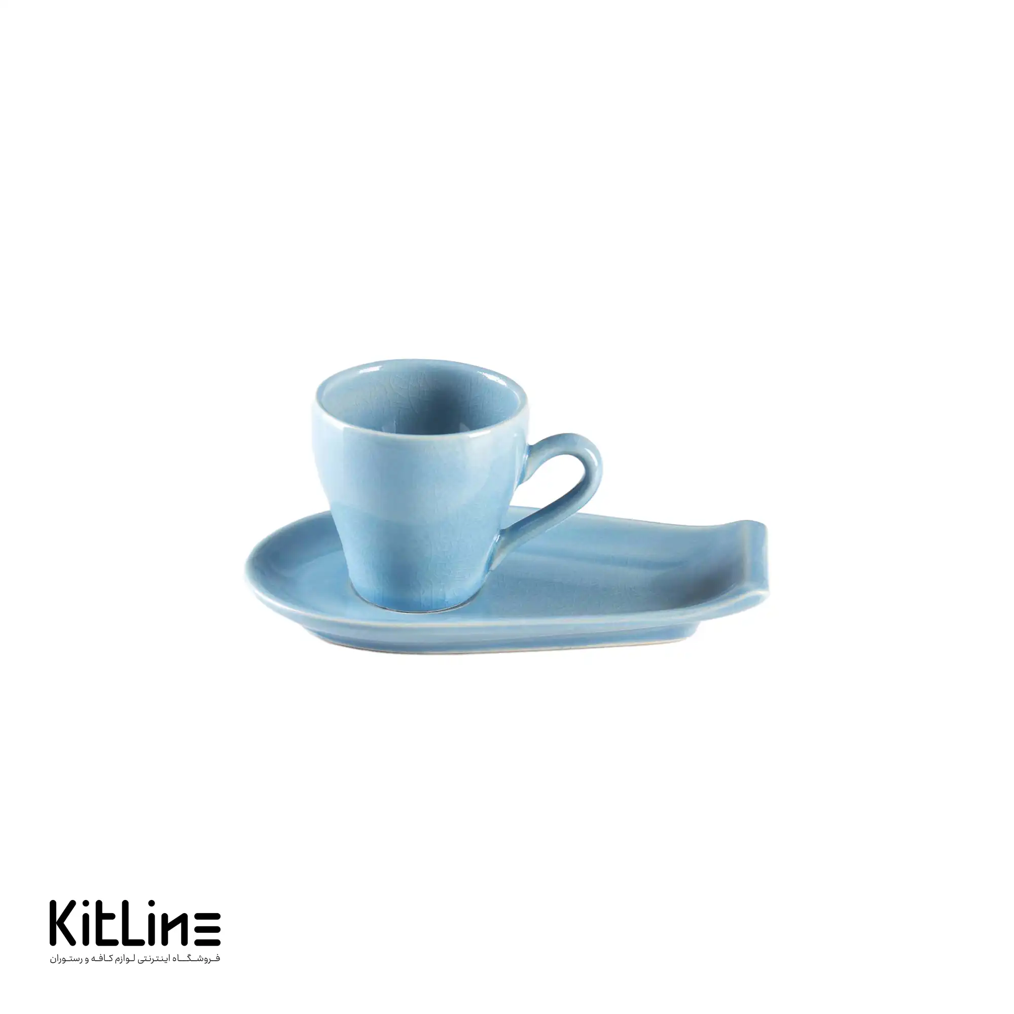 فنجان و نعلبکی سرامیکی ۹۰ میلی‌لیتری فیروزه ای کیچن تک