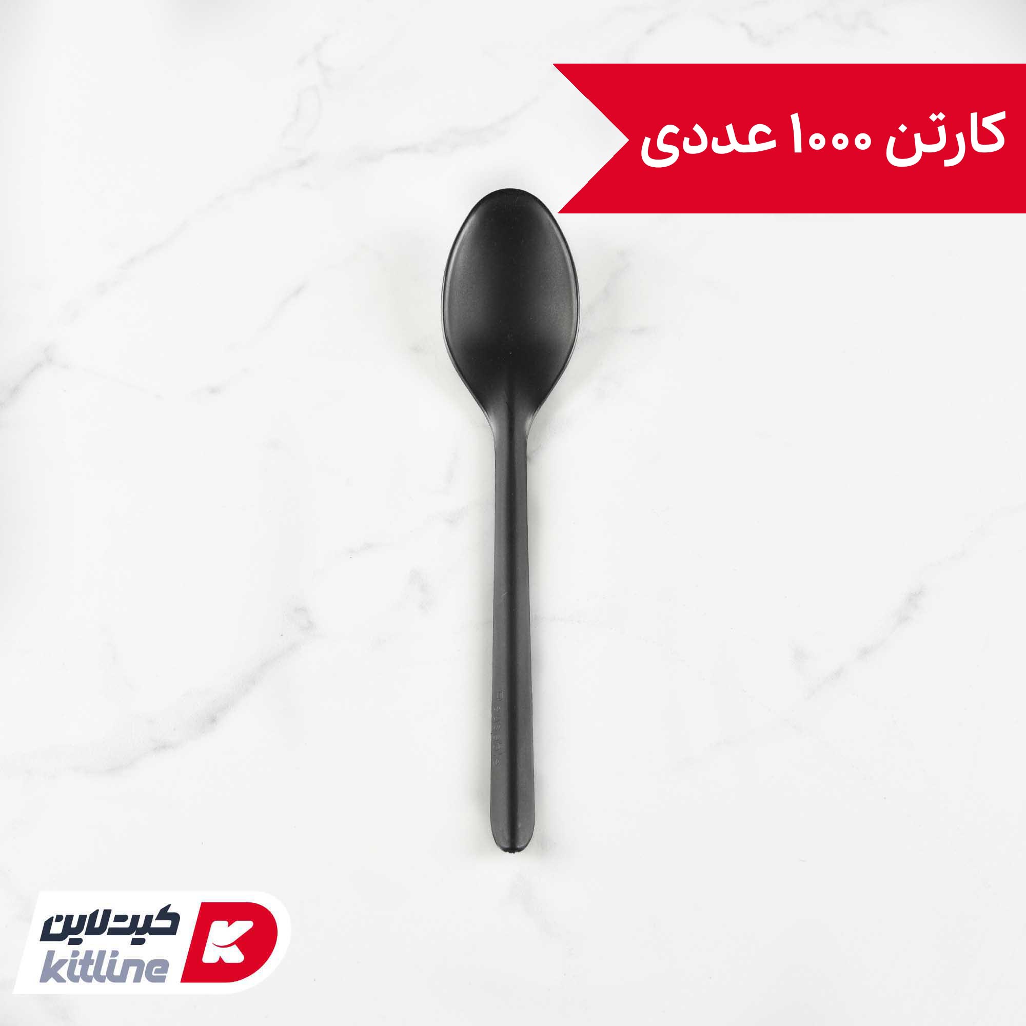 قاشق یکبار مصرف ۱۶ سانتیمتری مشکی مات (کارتن ۱۰۰۰ عددی)