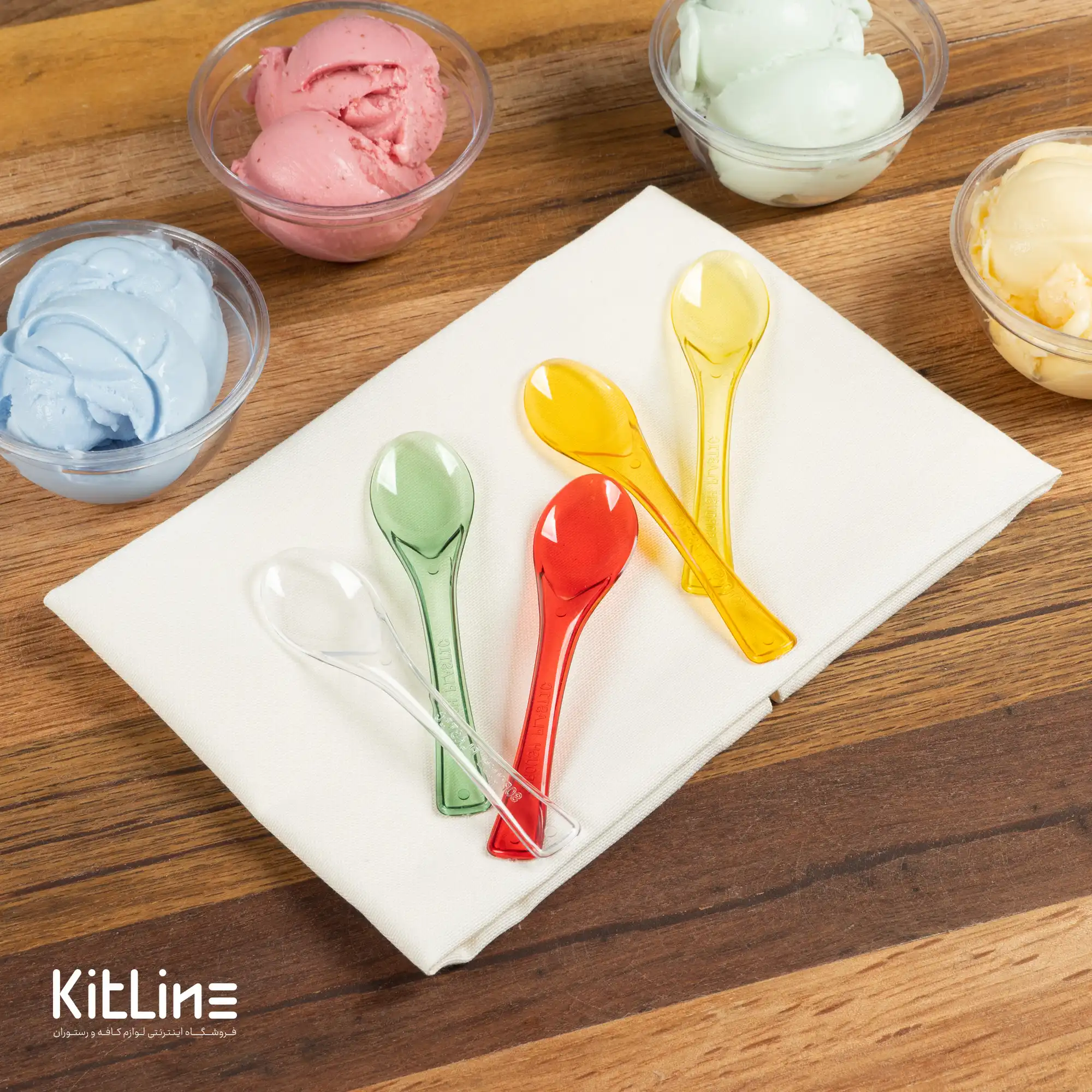 قاشق بستنی یکبار مصرف ۱۲.۵ سانتیمتری زرد لوکس (کارتن ۱ کیلوگرمی) - تصویر 4