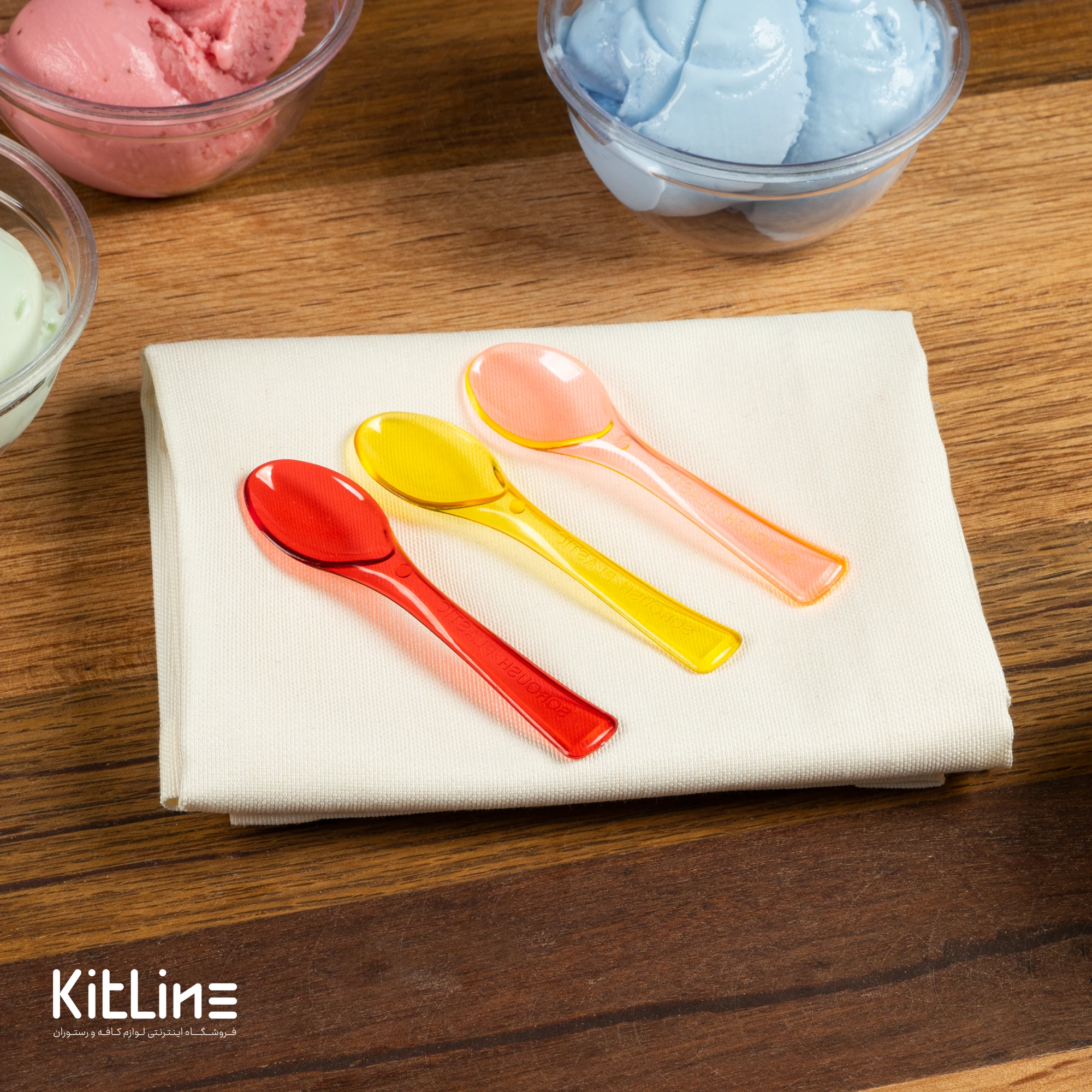 قاشق بستنی یکبار مصرف ۹ سانتیمتری قرمز لوکس (کارتن ۱ کیلوگرمی) - تصویر 4