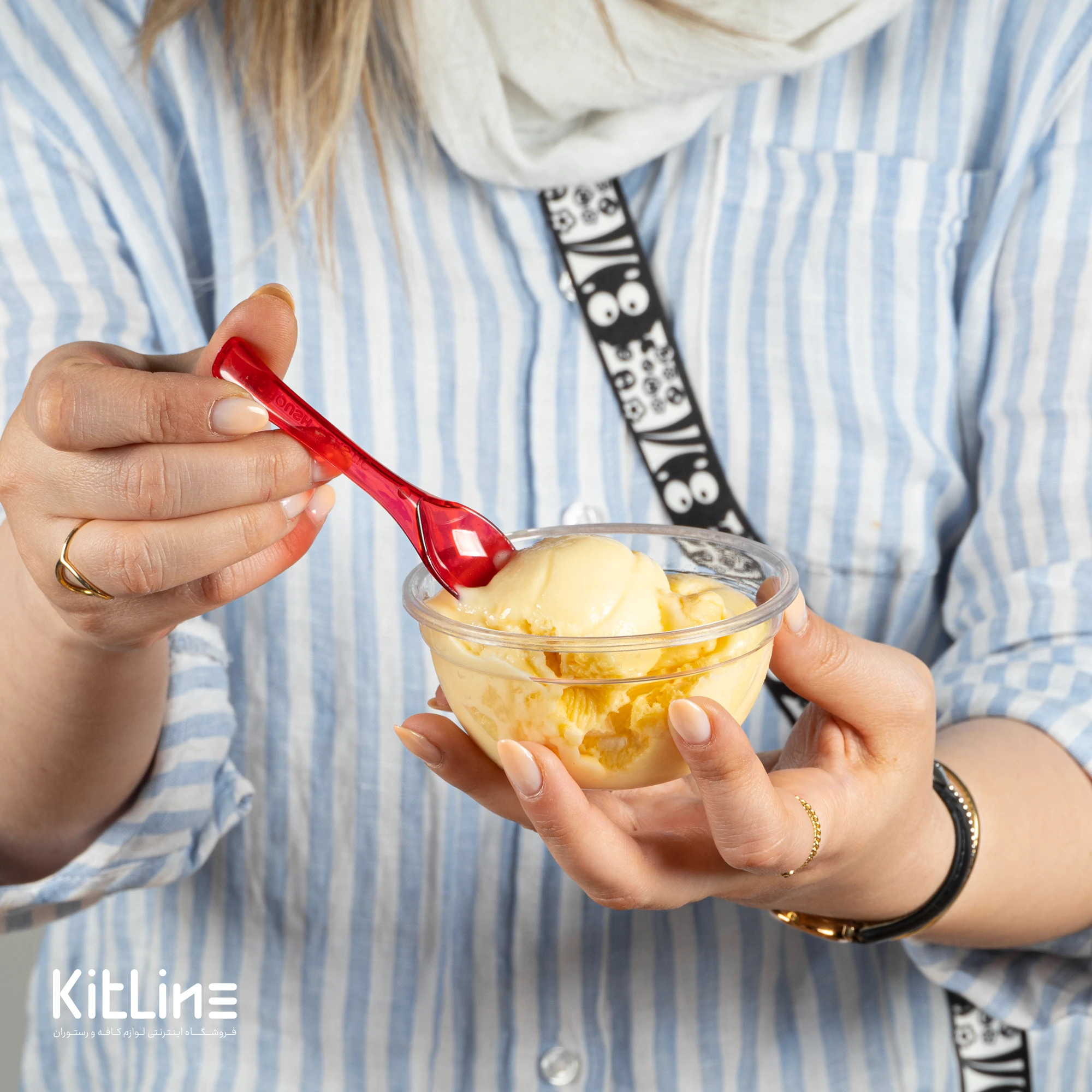 قاشق بستنی یکبار مصرف ۹ سانتیمتری قرمز لوکس (کارتن ۱ کیلوگرمی) - تصویر 5