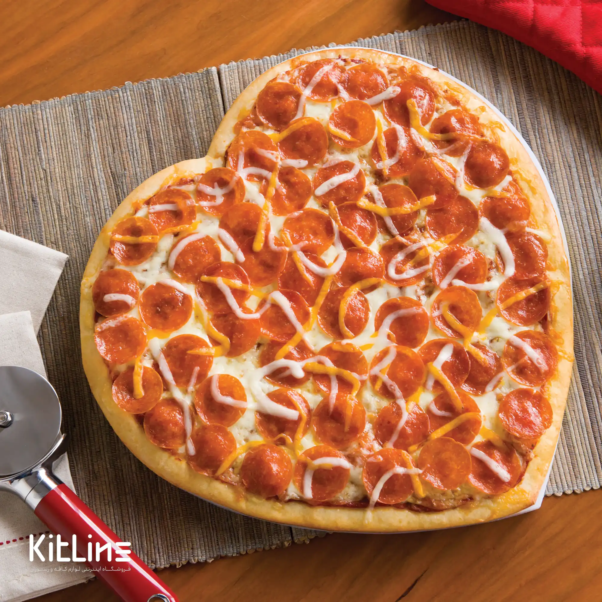 قالب پیتزا آمریکایی آلومینیومی قلبی همراه با در کیچن تک - تصویر 6