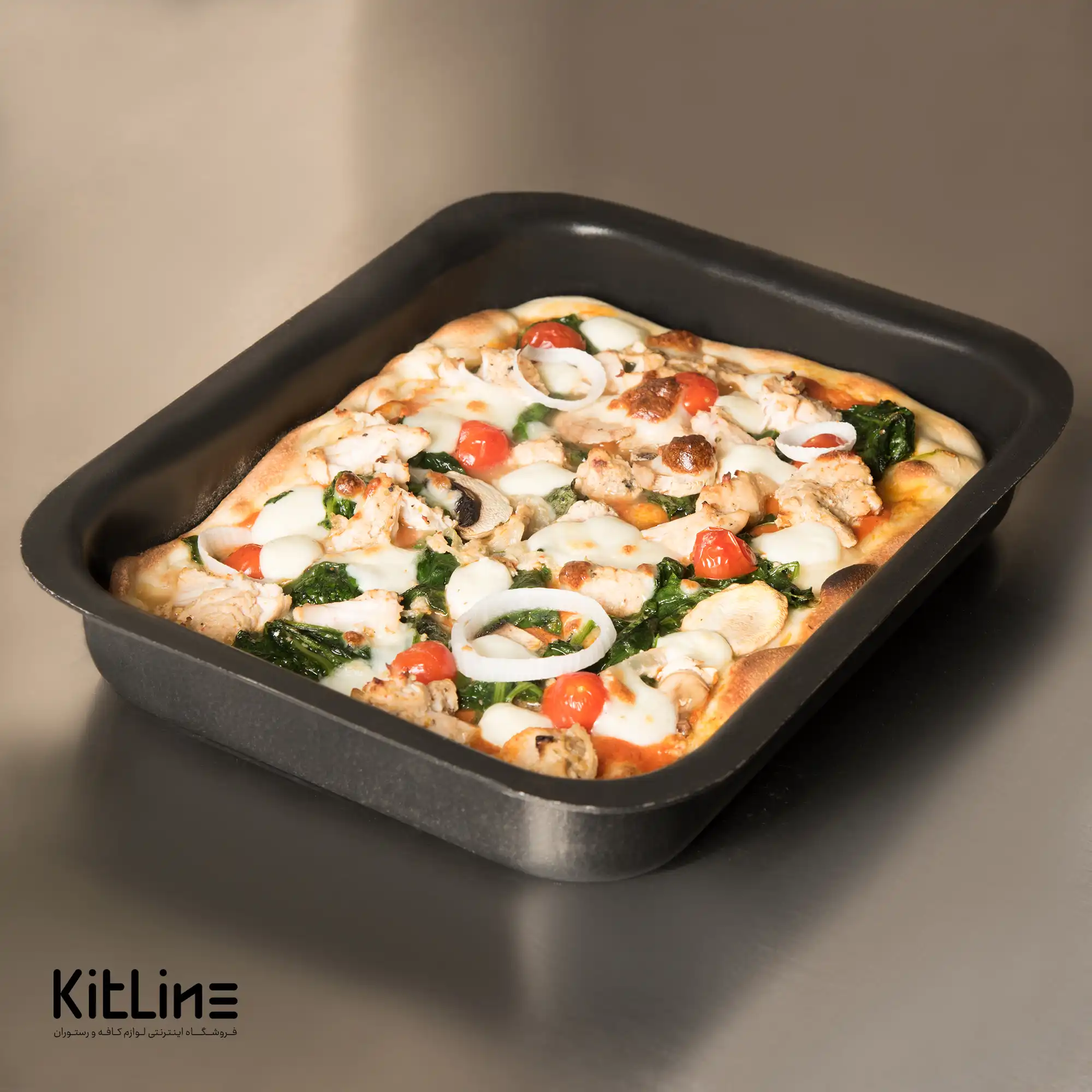 قالب پیتزا آمریکایی آلومینیومی مستطیلی ۲۴x۱۸ سانتیمتری بدون در کیچن تک - تصویر 2