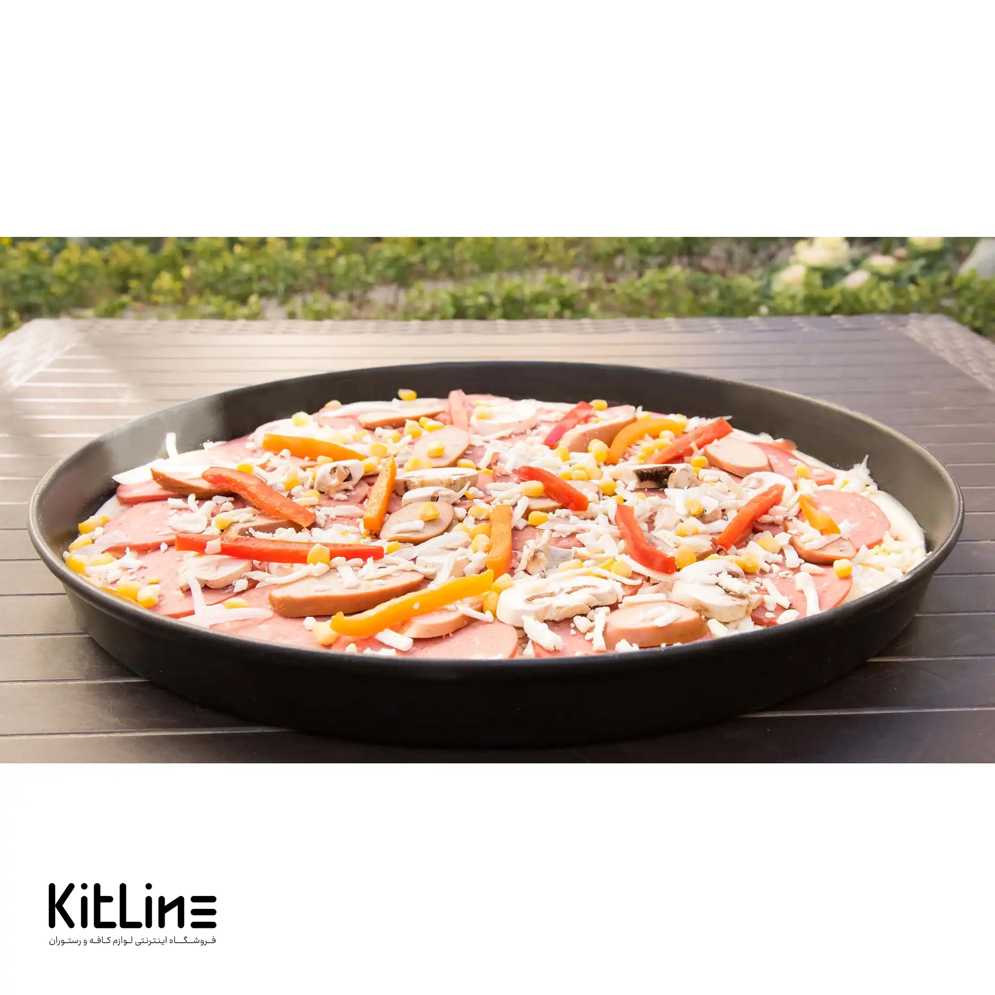 قالب پیتزا آمریکایی آلومینیومی پانچ گرد ۲۱ سانتیمتری همراه با در کیچن تک - تصویر 4