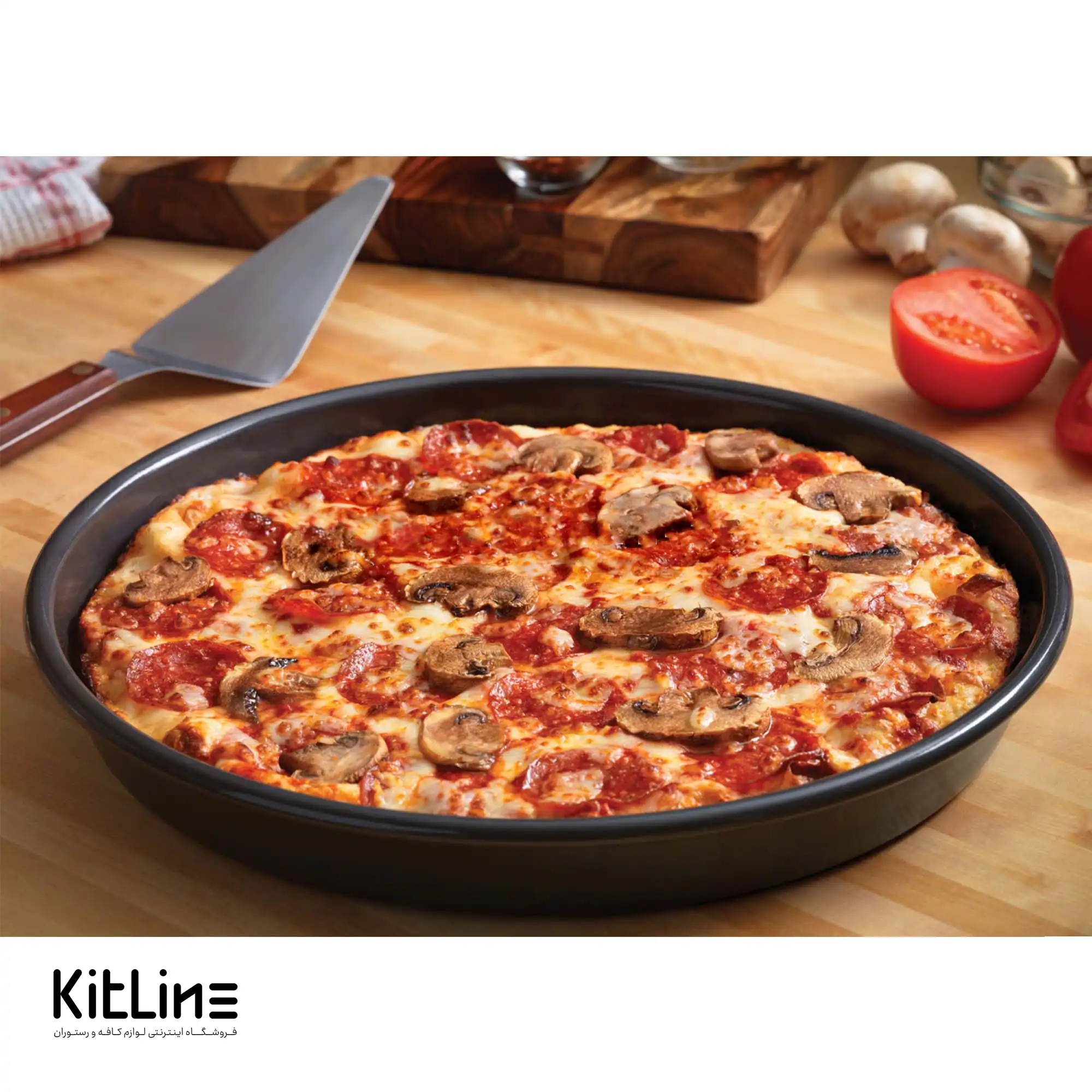 قالب پیتزا آمریکایی آلومینیومی پانچ گرد ۳۰ سانتیمتری همراه با در کیچن تک - تصویر 6
