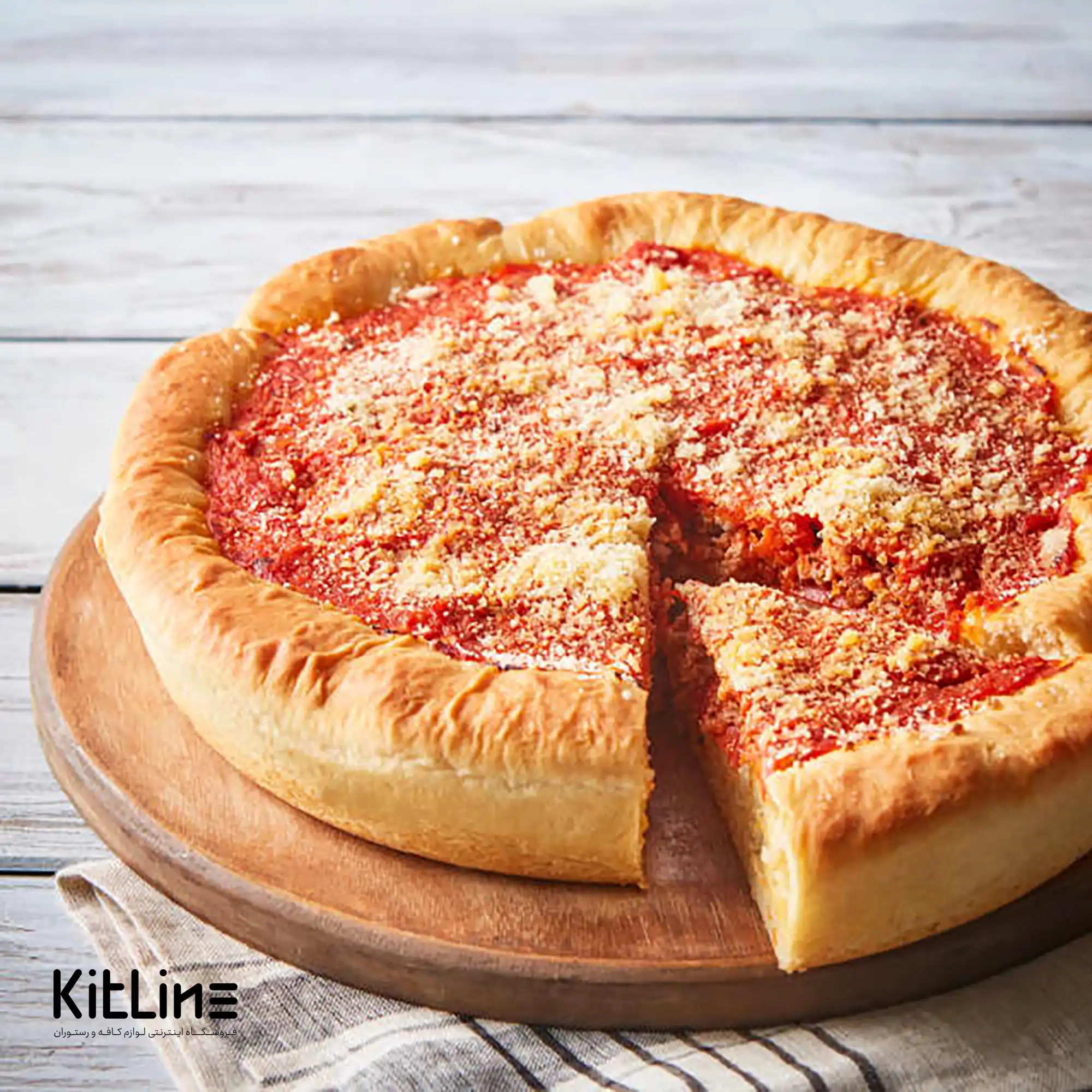 قالب پیتزا آمریکایی آلومینیومی گرد لبه دار ۲۳ سانتیمتری همراه با در کیچن تک - تصویر 5