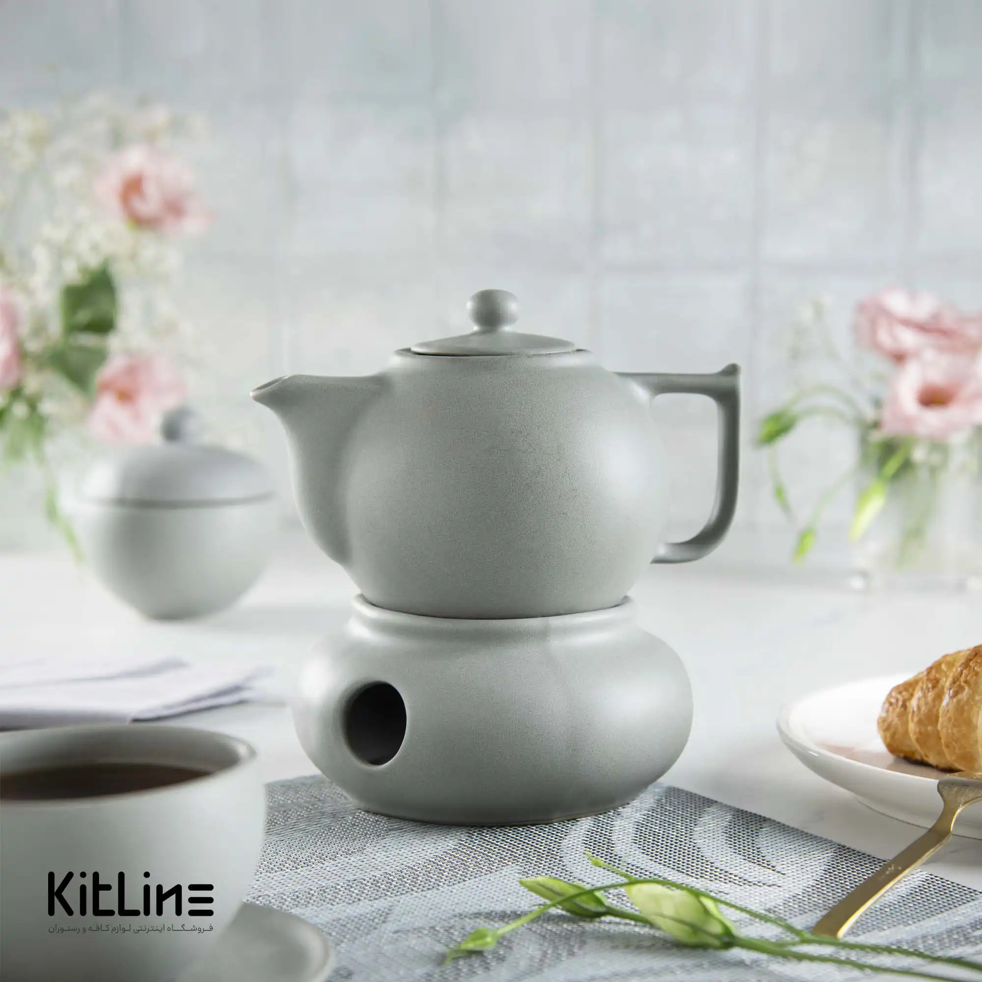 قوری وارمر دار سرامیکی طوسی - تصویر 5