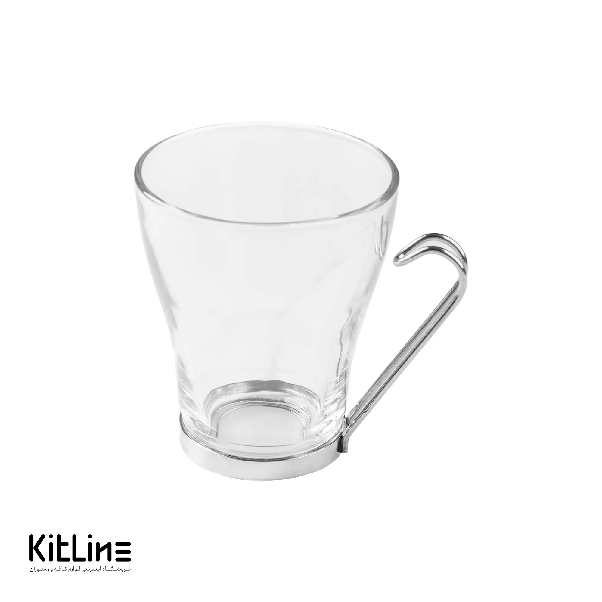 لیوان شیشه ای ۳۶۰ میلی‌لیتری دسته فلزی بورمیولی