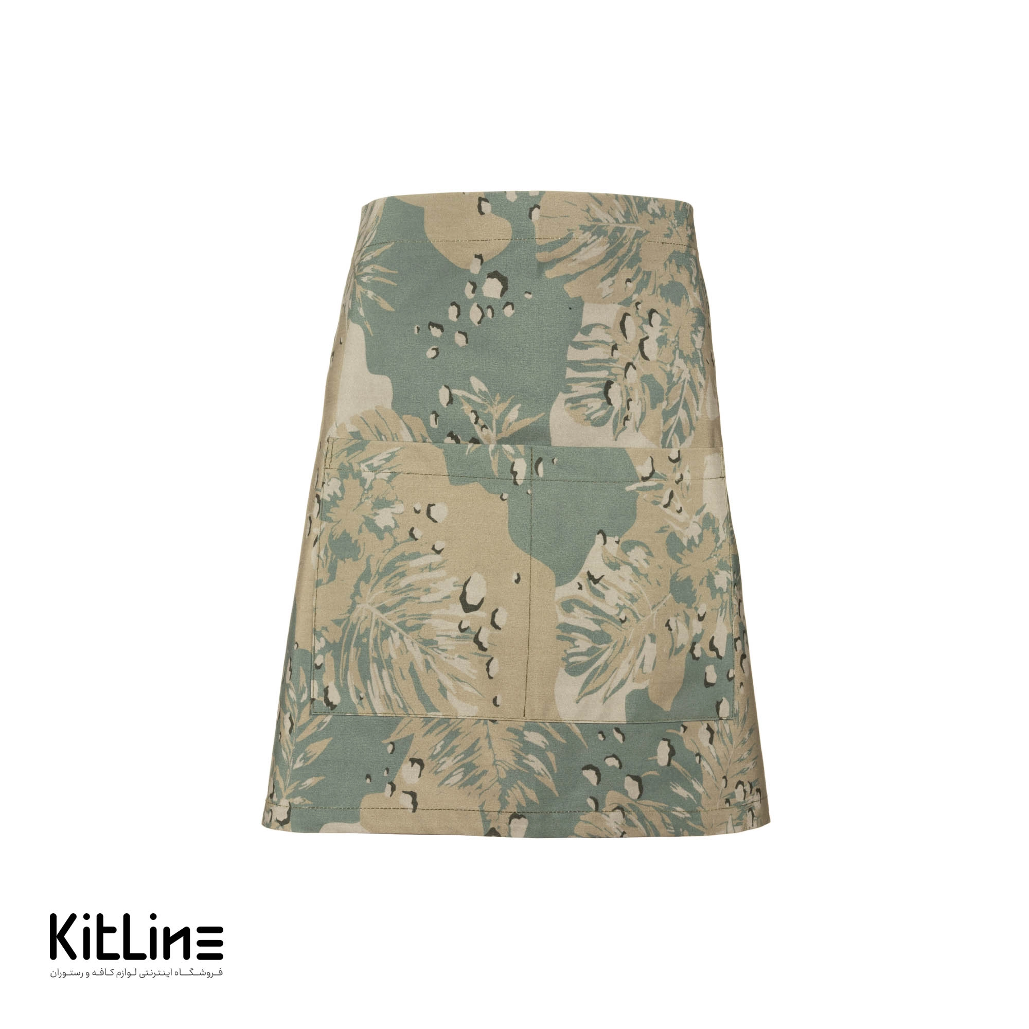 نيم پيشبند کتان سبز سدری طرح دار - تصویر 5