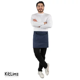 نیم پیشبند آبی تک جیب نوار مشکی کیوان